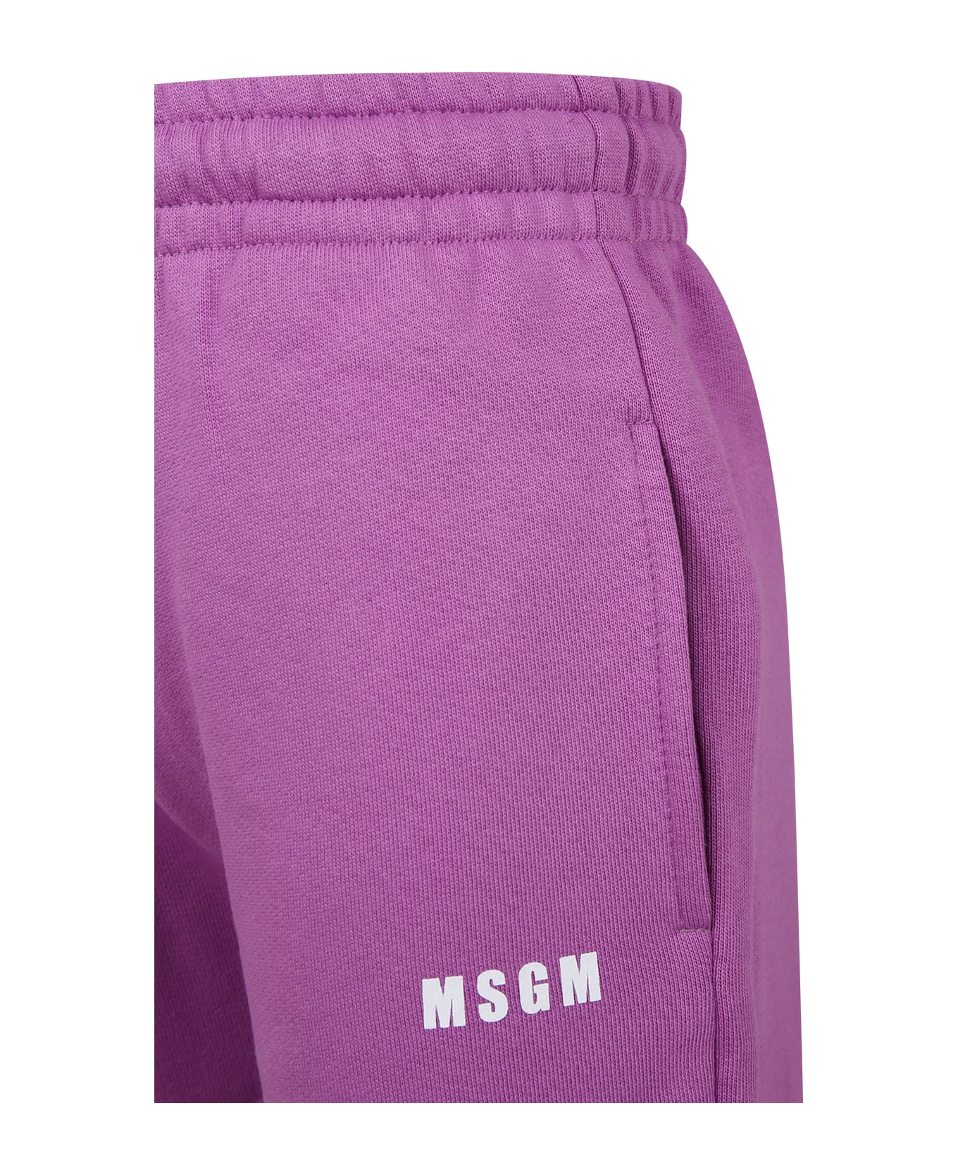 MSGM Lilac Trousers For Girl With Logo - Lilla ボトムス