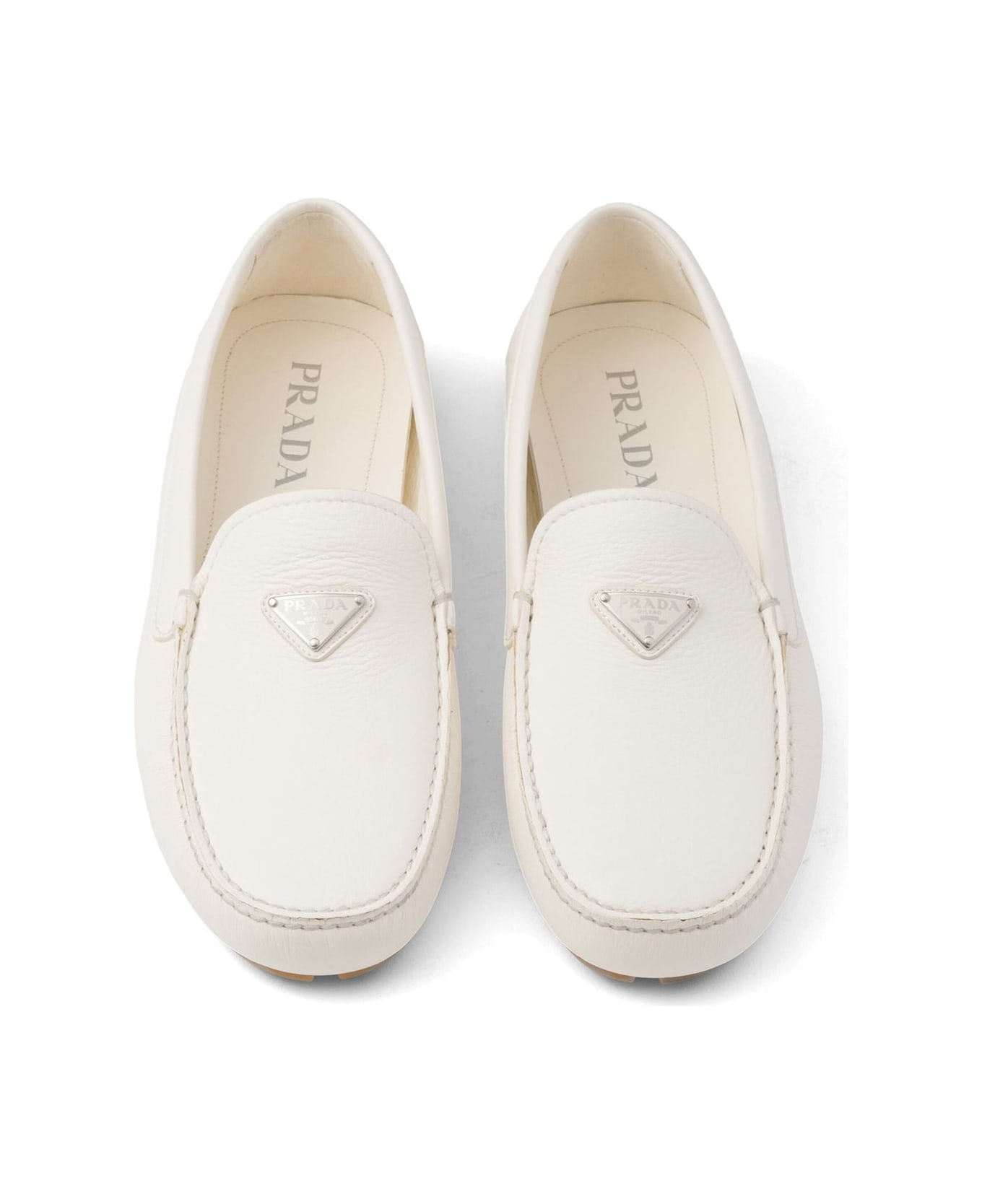 Prada Logo Leather Loafers - White