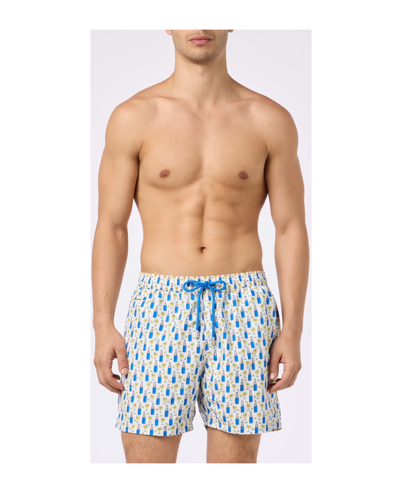 MC2 Saint Barth Man Lightweight Fabric Swim Shorts With Blanc 1664 Print | Blanc 1664 Special Edition - WHITE