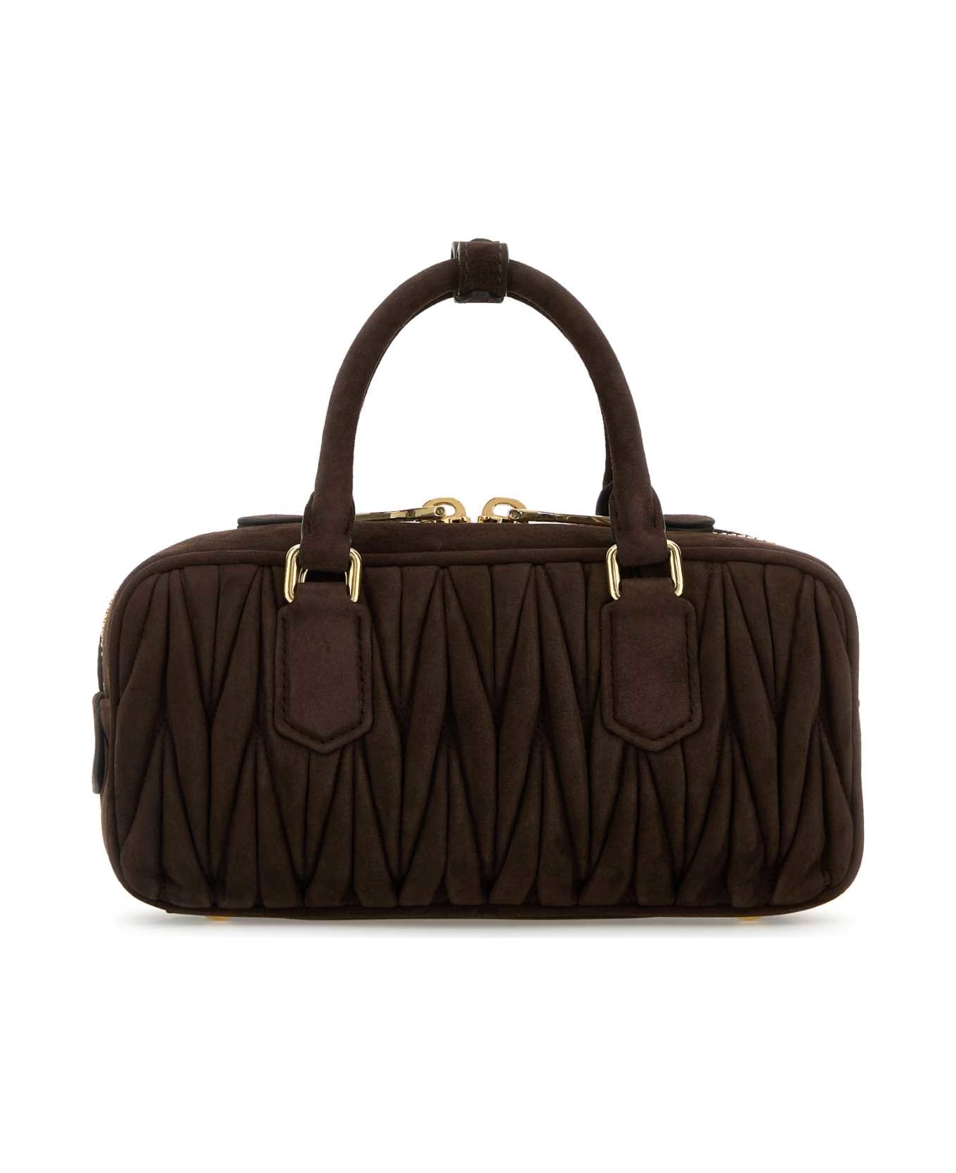 Miu Miu Dark Brown Suede Arcadie Handbag - MORO