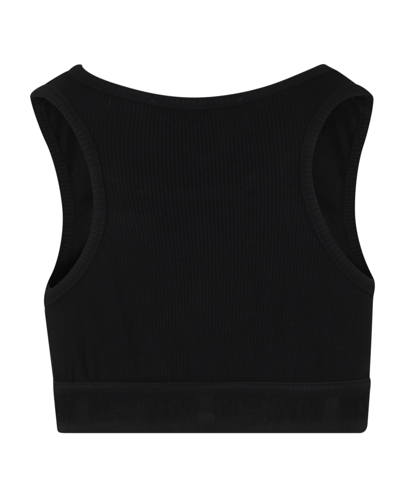 MSGM Black Crop Top For Girl With Logo - Black トップス