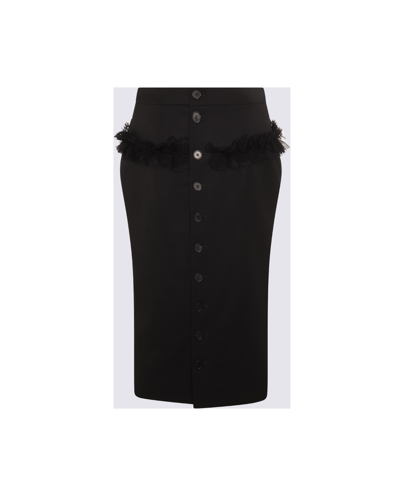 Alexander McQueen Black Wool Skirt - Black