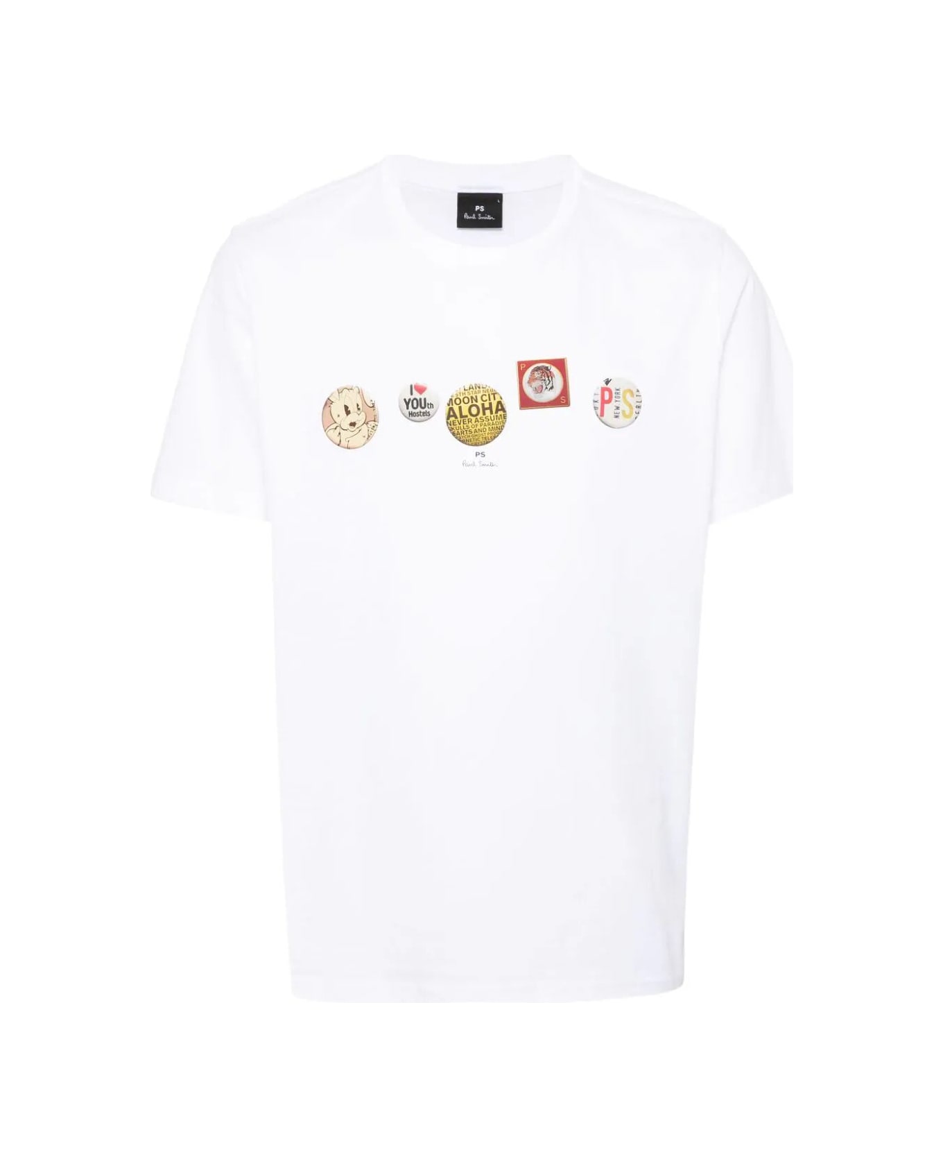PS by Paul Smith Mens Reg Fit T-shirt Badges - Whites