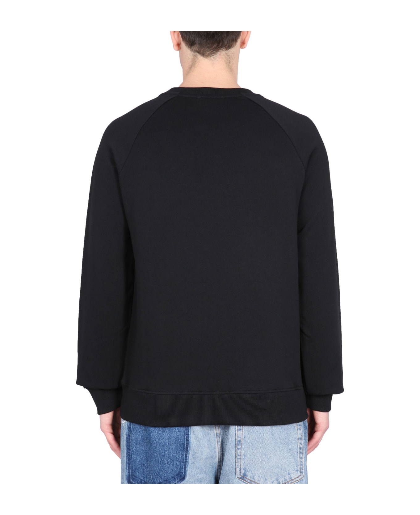 Balmain Crewneck Sweatshirt With 3d Effect Logo Print In Organic Cotton Man - Black