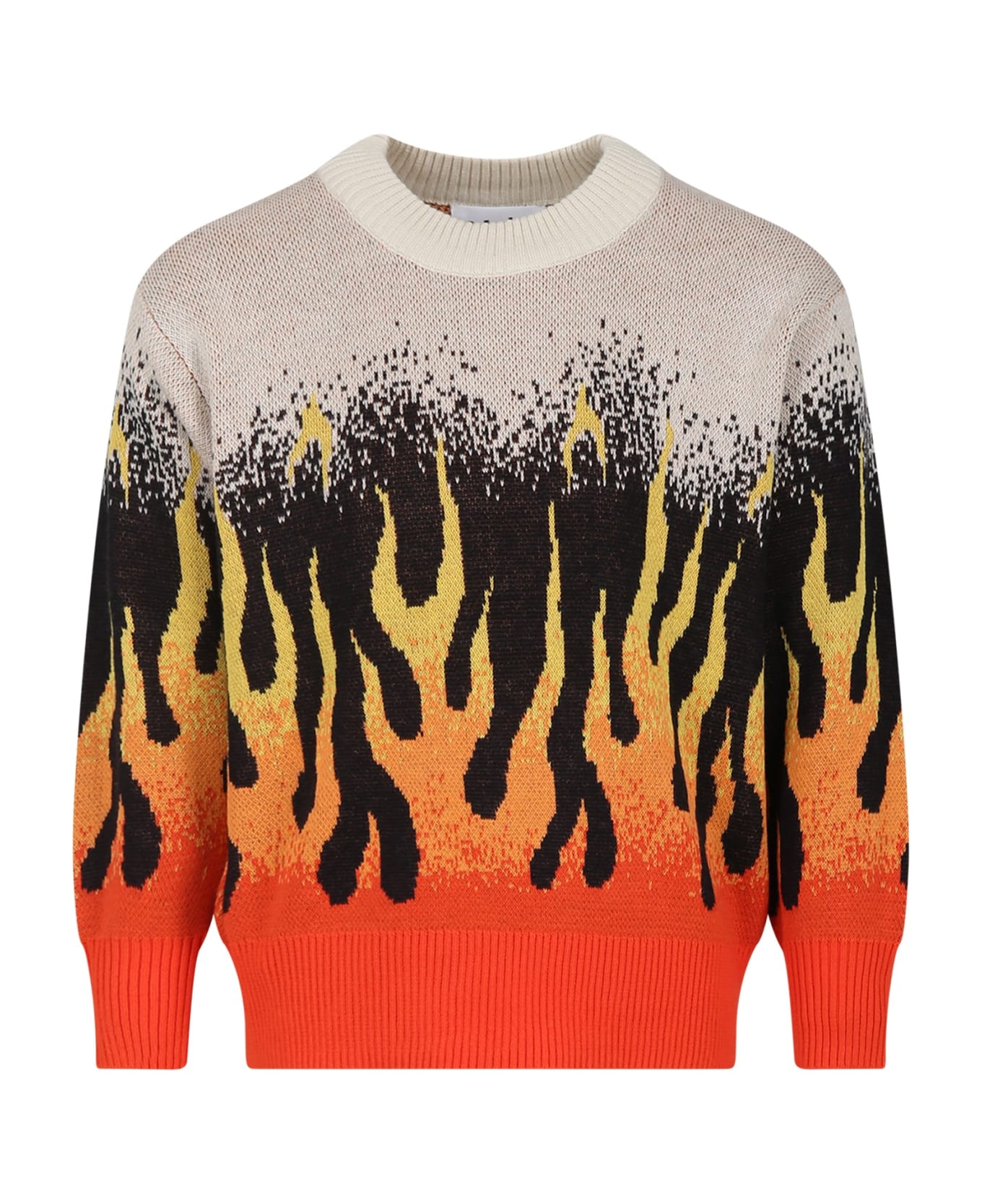 Molo Beige Sweater For Boy With Flames - Multicolor