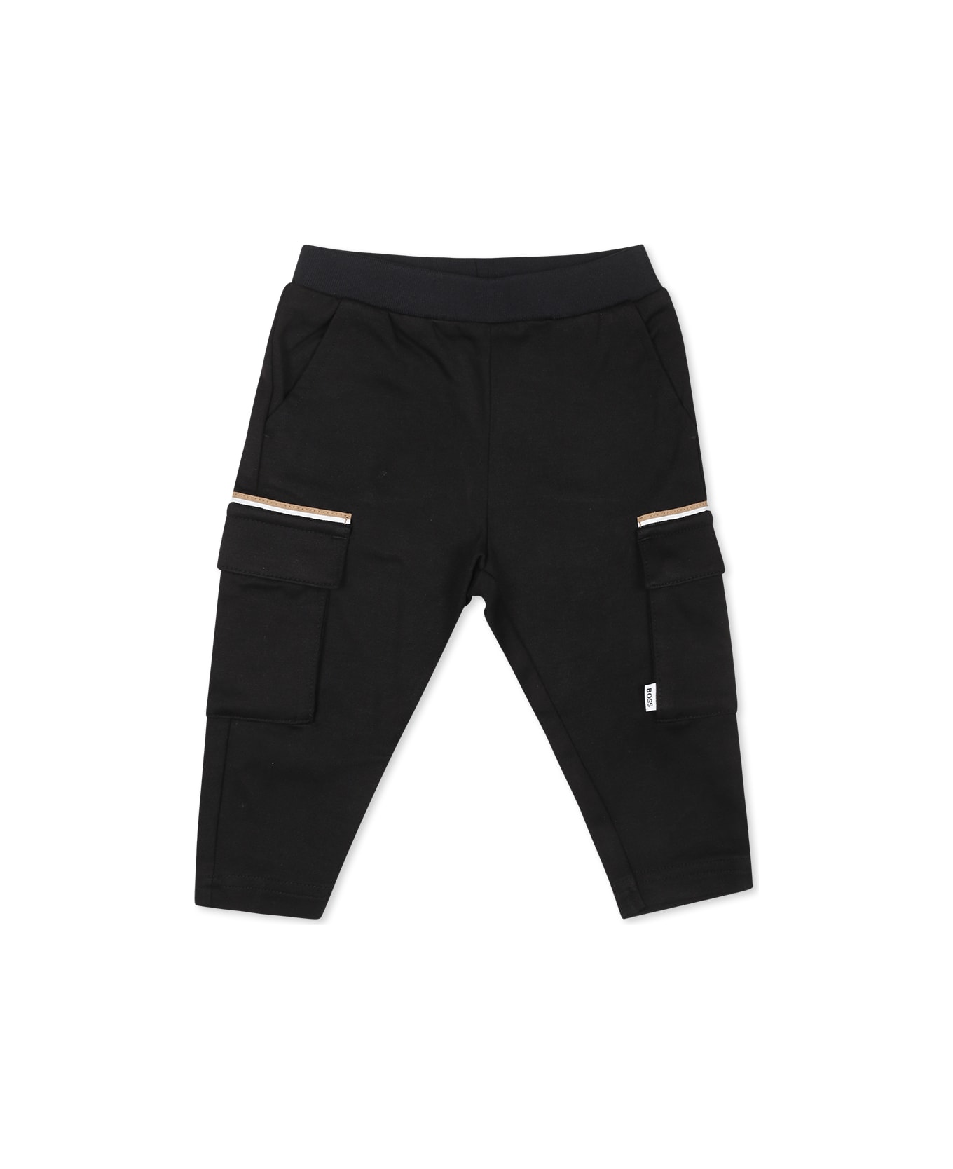 Hugo Boss Black Trousers For Baby Boy With Logo - Black