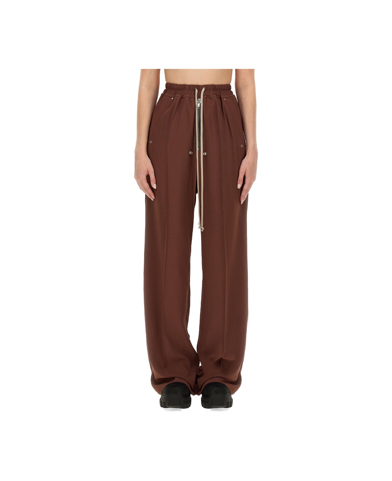 Rick Owens Wide Leg Pants - BROWN