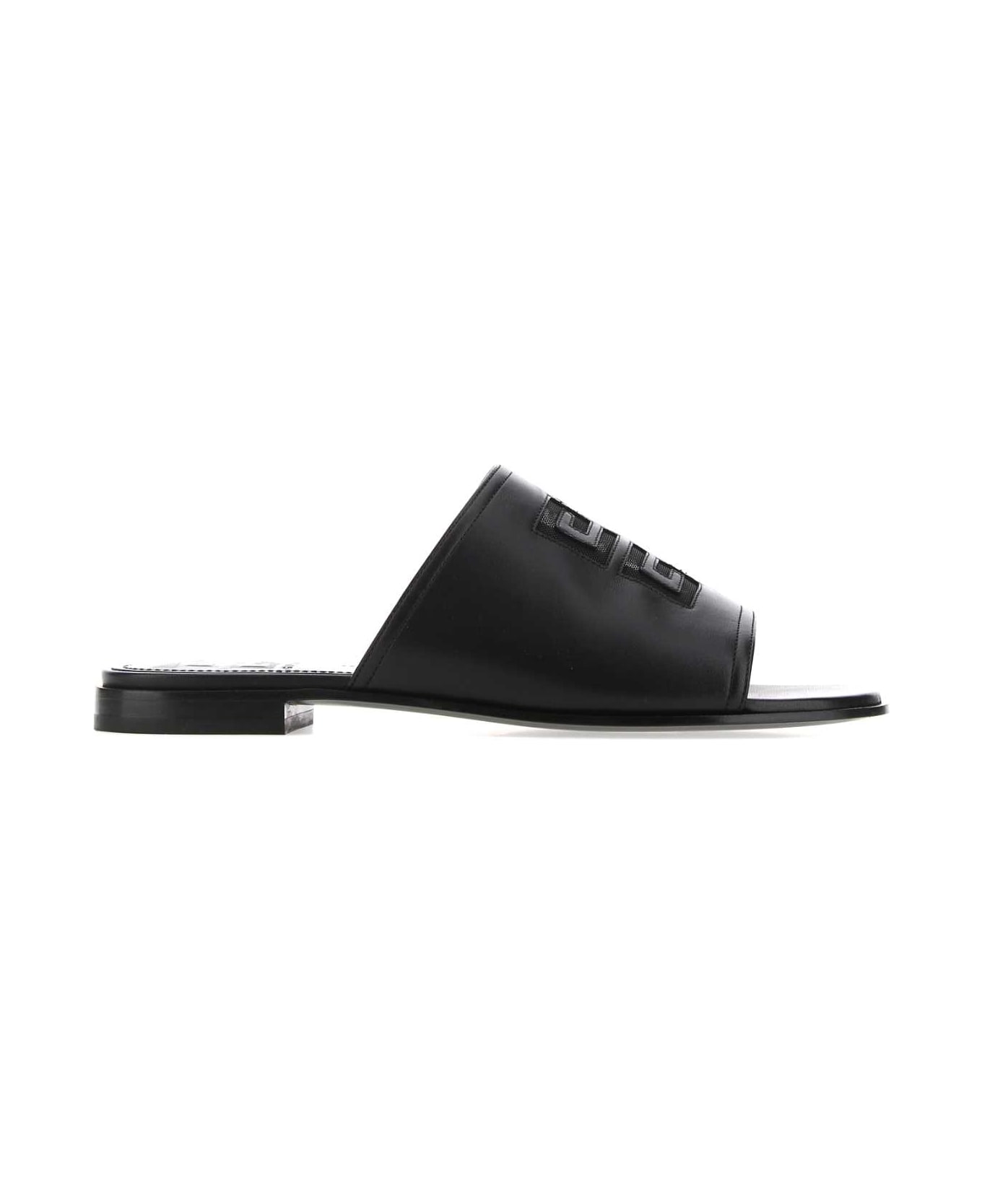 Givenchy Black Nappa Leather 4g Slippers - BLACK