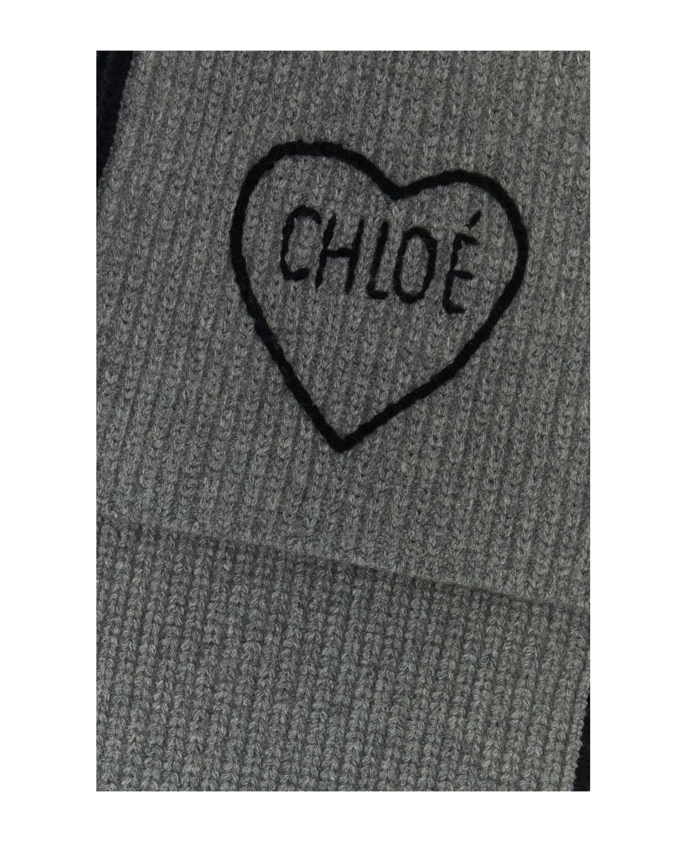 Chloé Grey Wool Chloã© Encoeur Scarf - DIVINEGREY