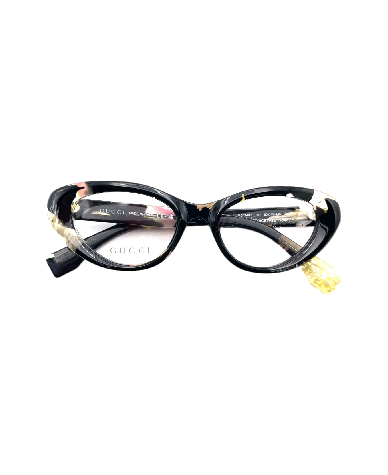 Gucci Eyewear Gucci Gg1749o Re-ace Lettering 001 Black Trasparent Glasses - Nero