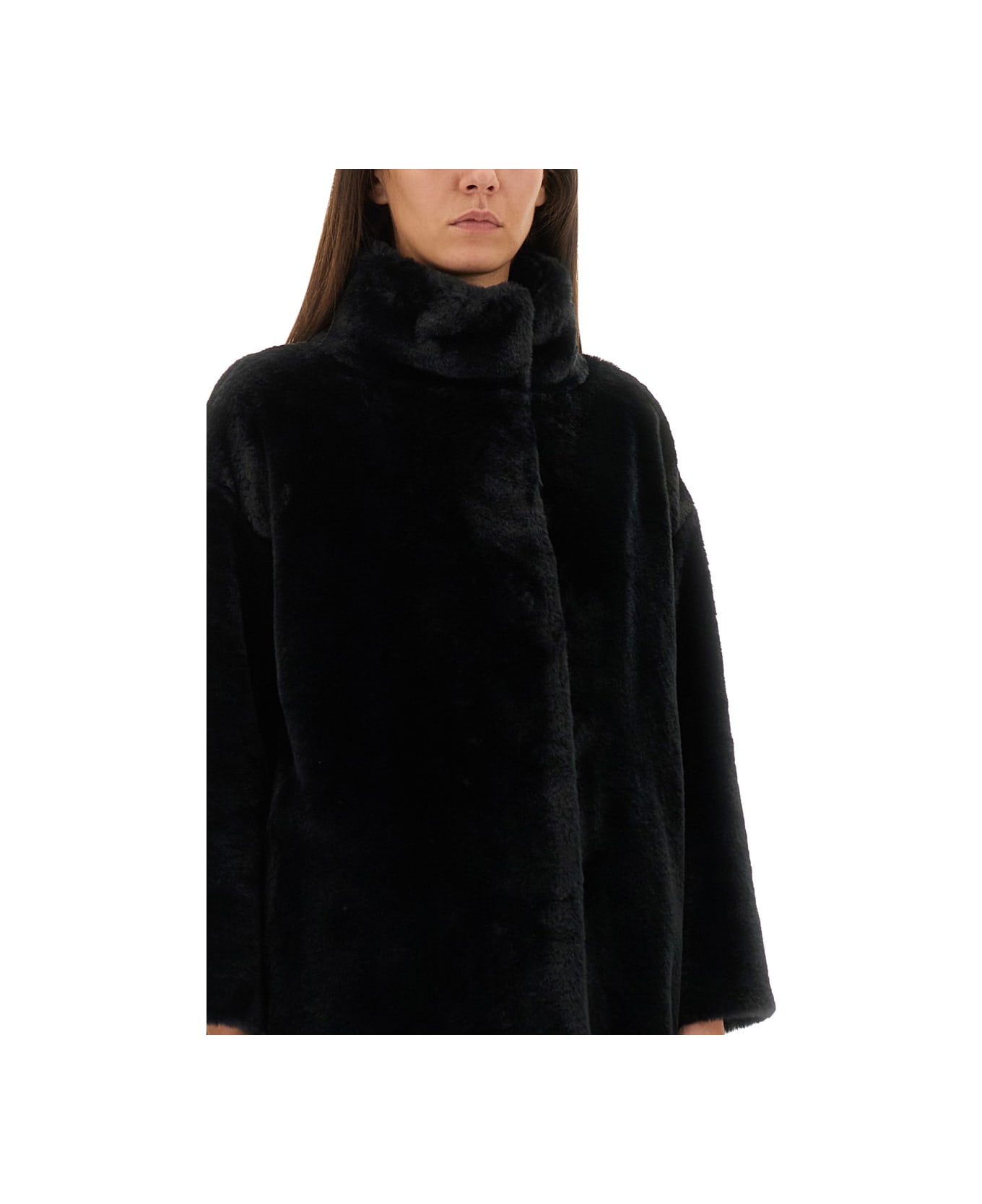 Herno Eco Fur Coat - BLACK