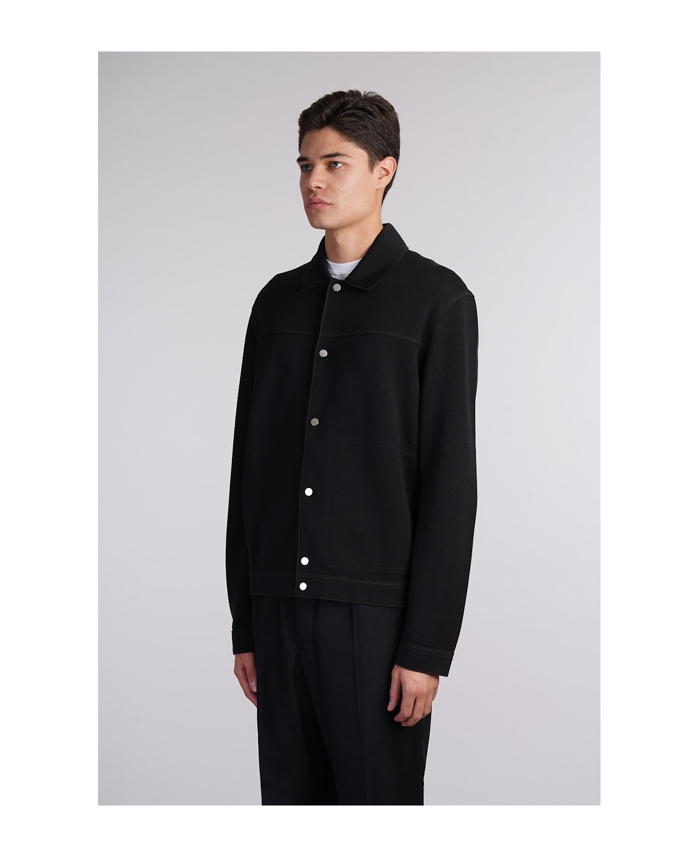 Zegna Casual Jacket In Black Wool - black