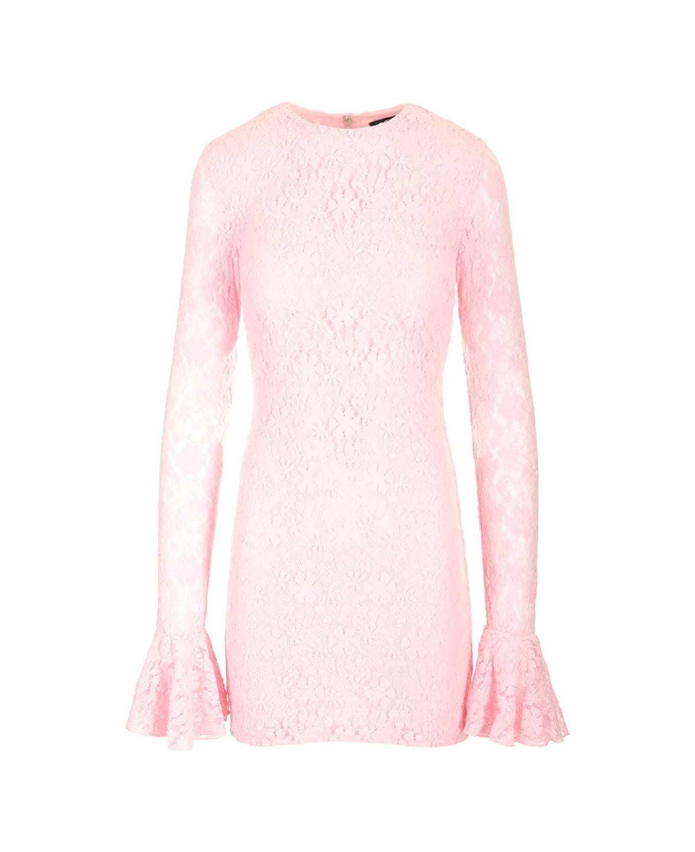 Rotate by Birger Christensen Lace Dress With Puff Sleeves - Rose