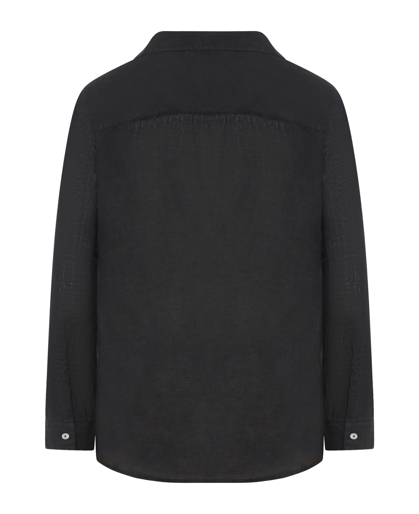 120% Lino Long Sleeve Woman Shirt - Black