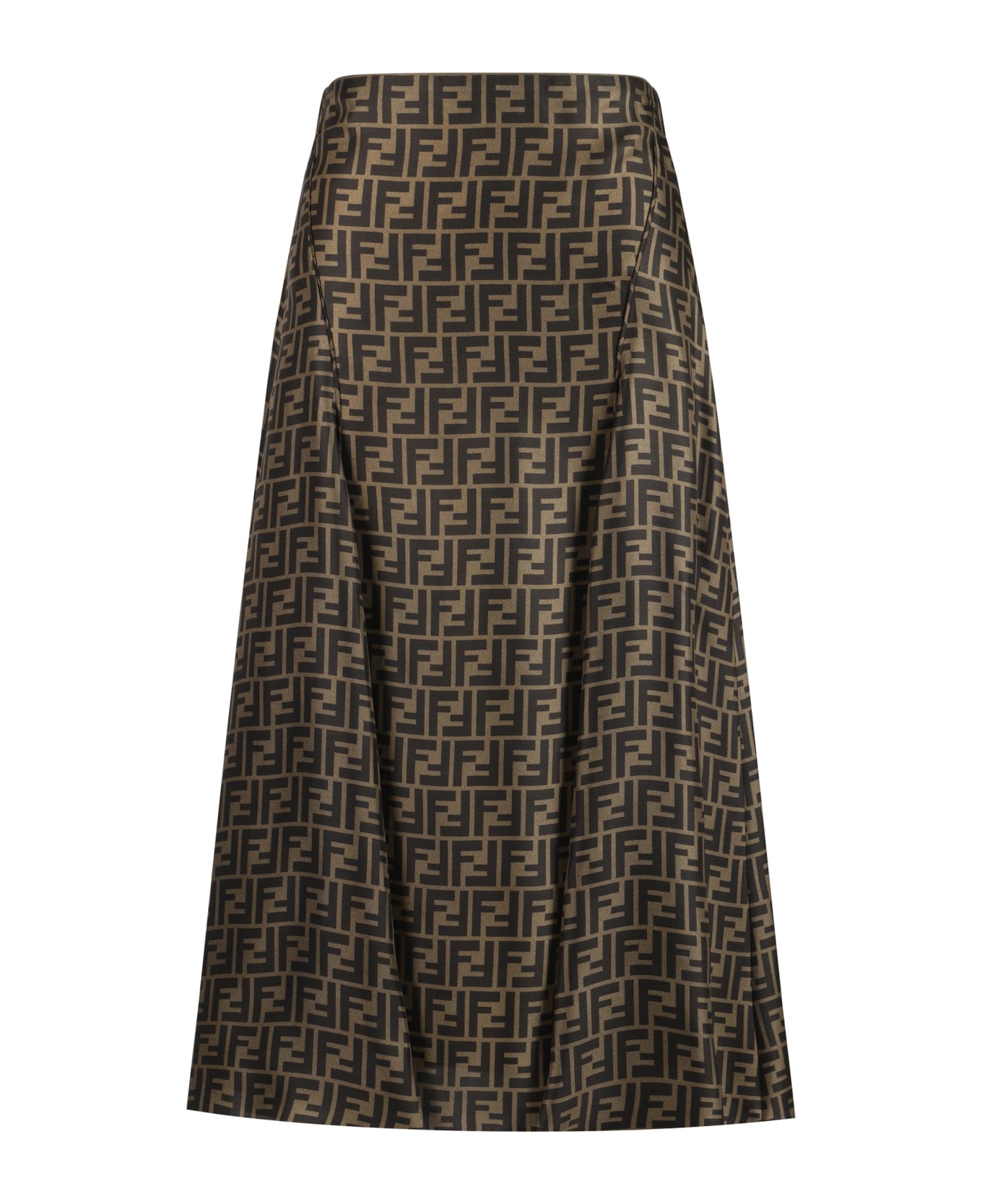 Fendi Ff Maxi Skirt - Fango/tabacco