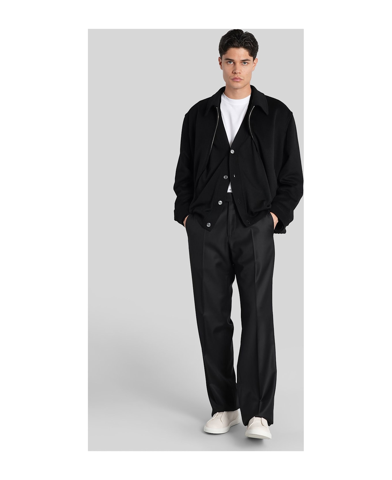 Lardini Cardigan In Black Wool - black