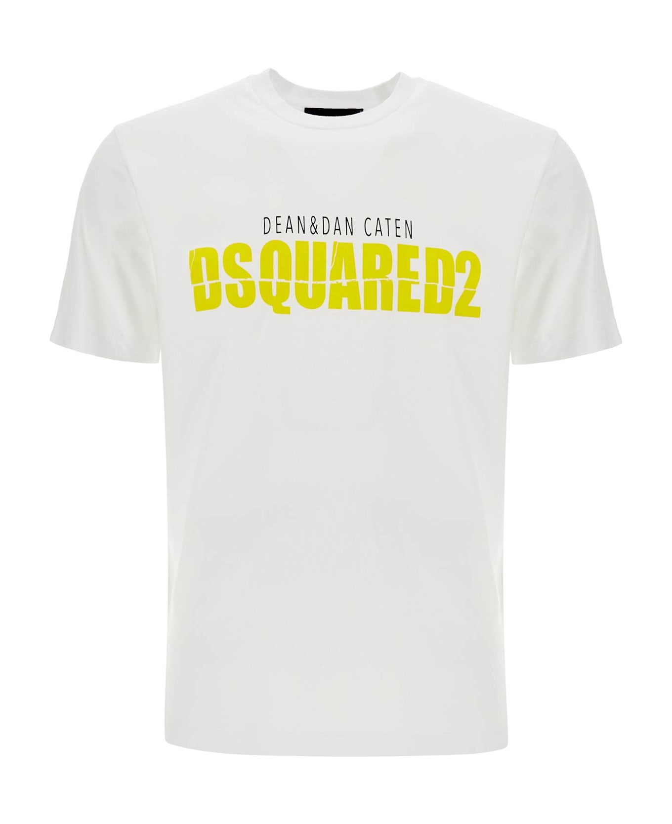 Dsquared2 White Cotton T-shirt With Printed Logo - WHITE (White)