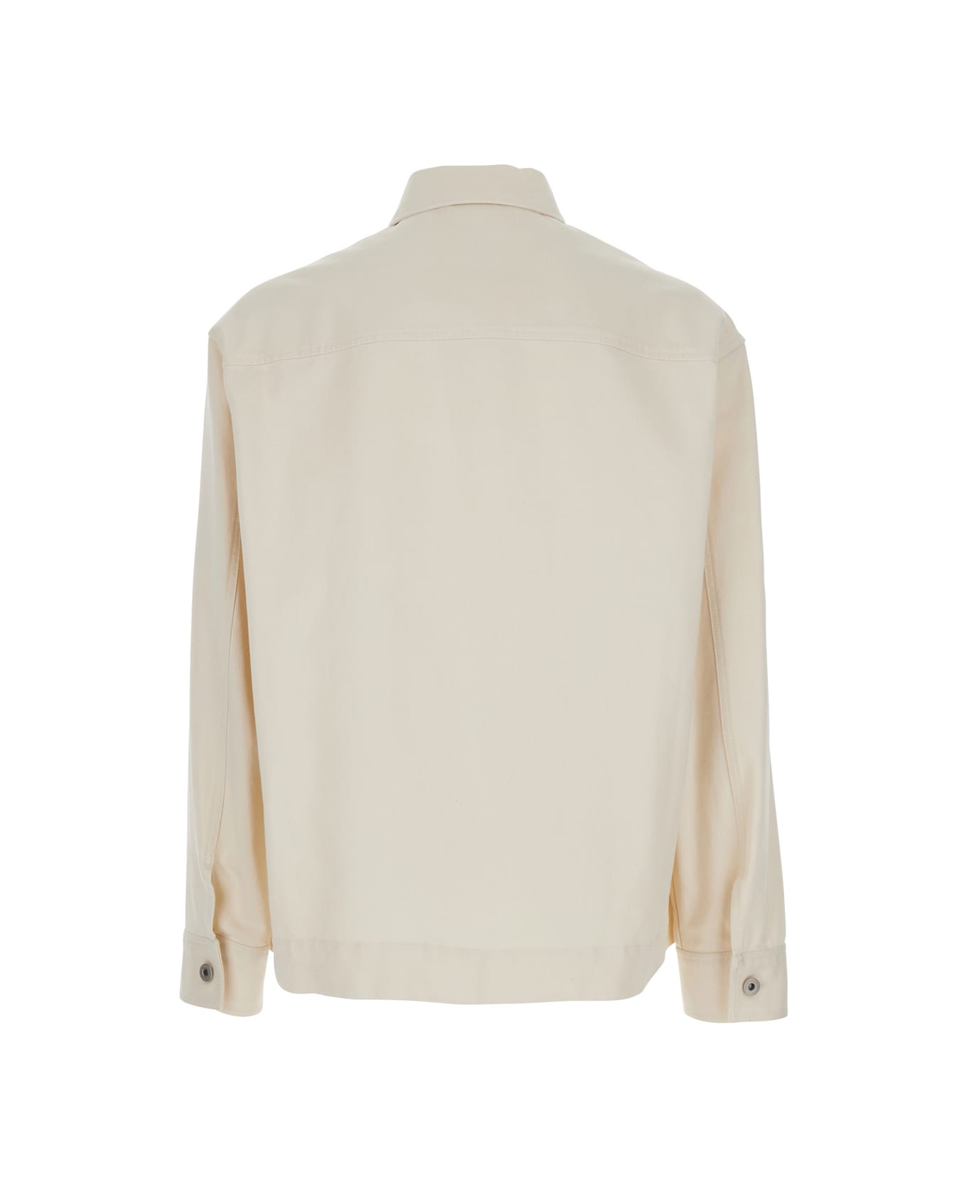 Emporio Armani White Jacket With Logo Patch On The Front In Cotton Man - White