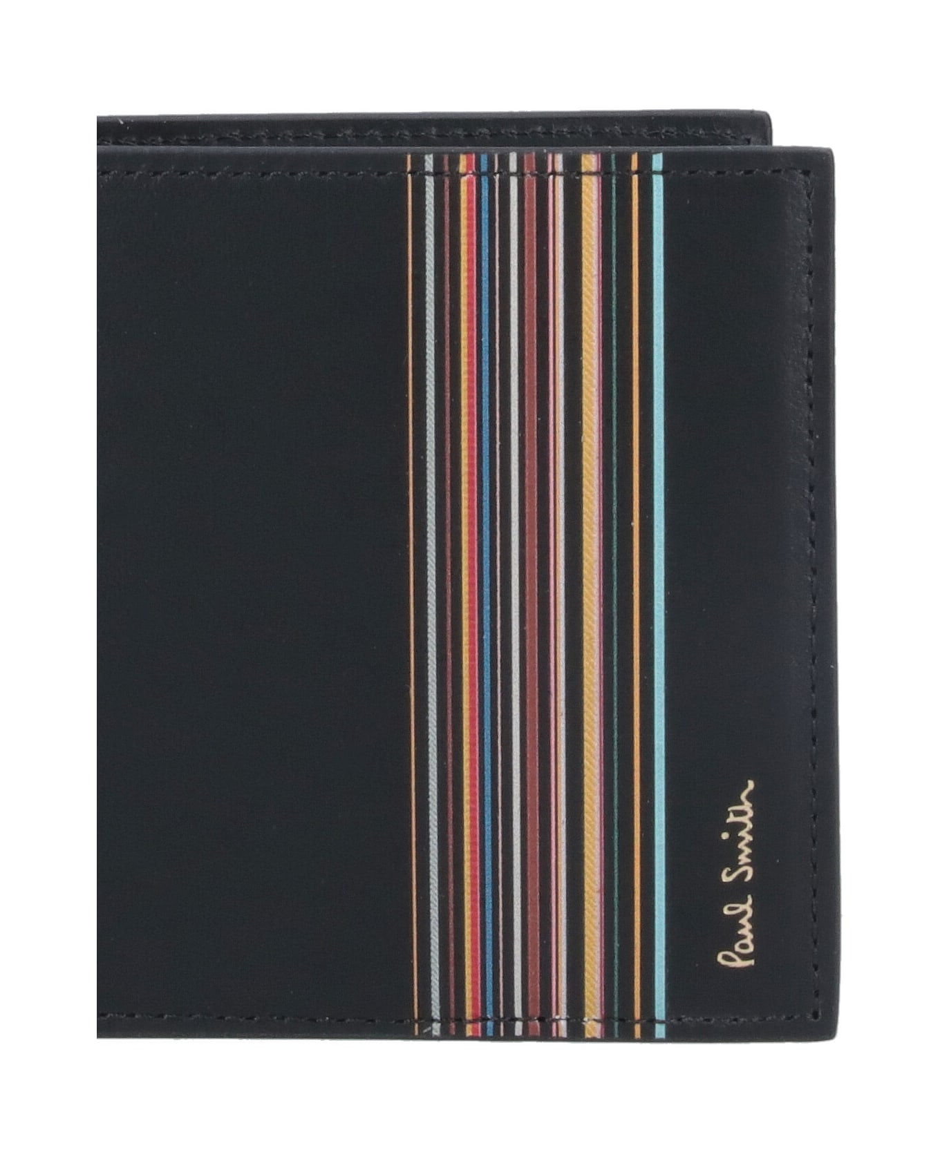 Paul Smith "signature Stripe Block" Bifold Wallet - Black  