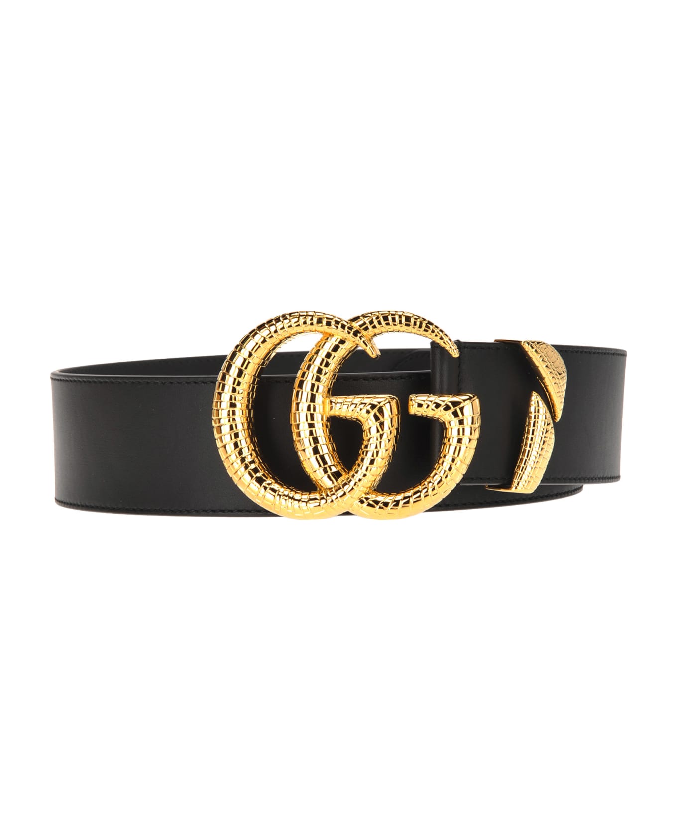 Gucci Gucci Gg Leather Belt - BLACK + GOLD