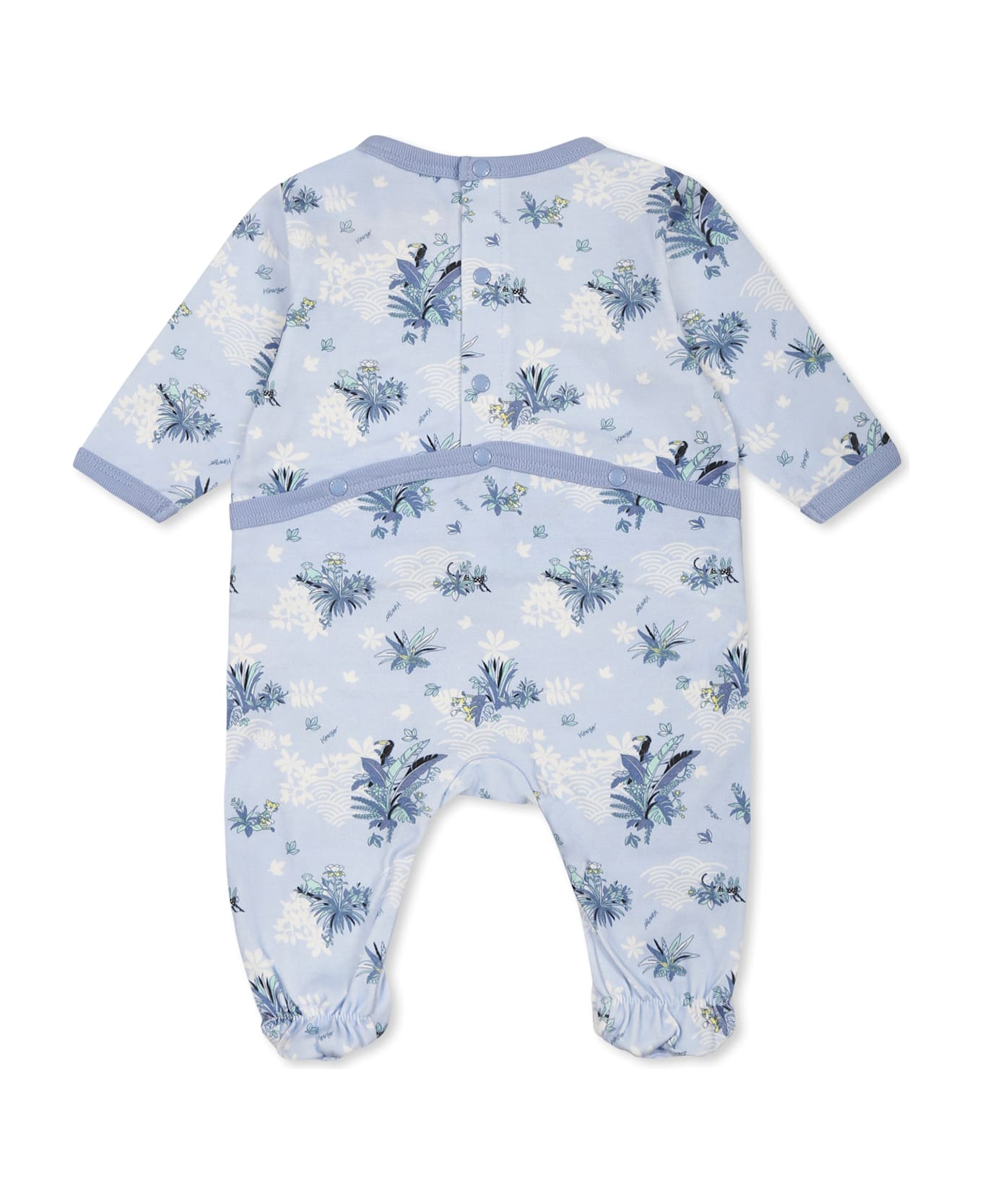 Kenzo Kids Light Blue Babygrow Set For Baby Boy With Jungle Print - Light Blue