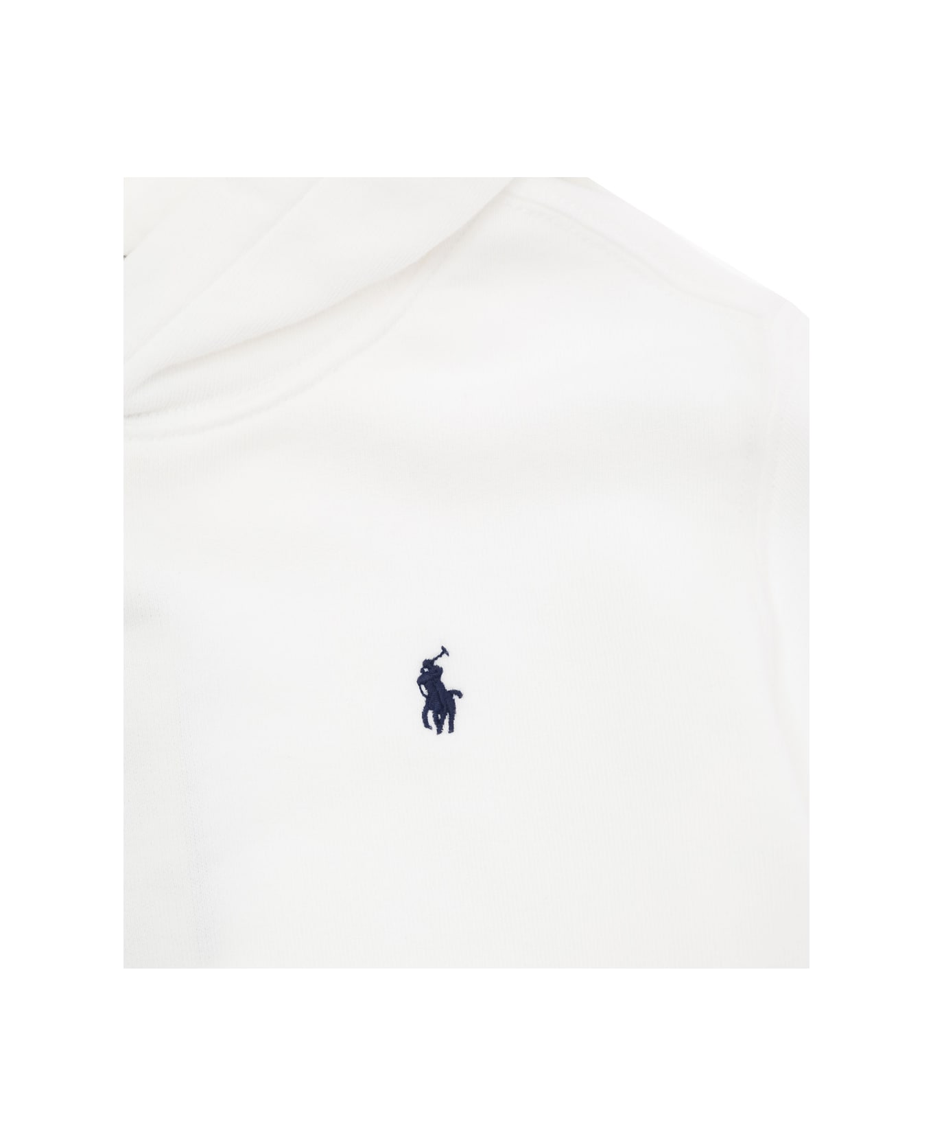Polo Ralph Lauren White Front Logo Hoodie In Cotton Blend Boy - White