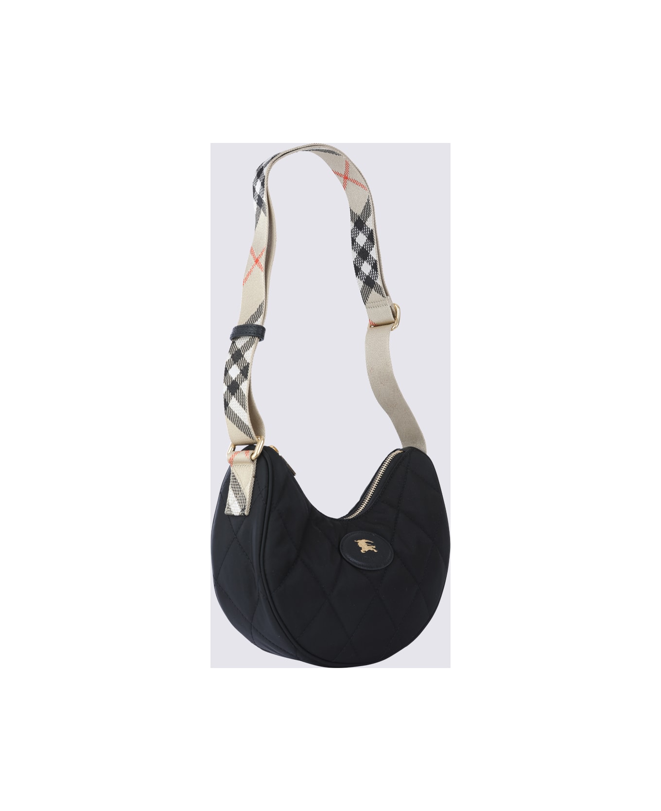 Burberry Black Leather Horseshoe Crossbody Bag - Black