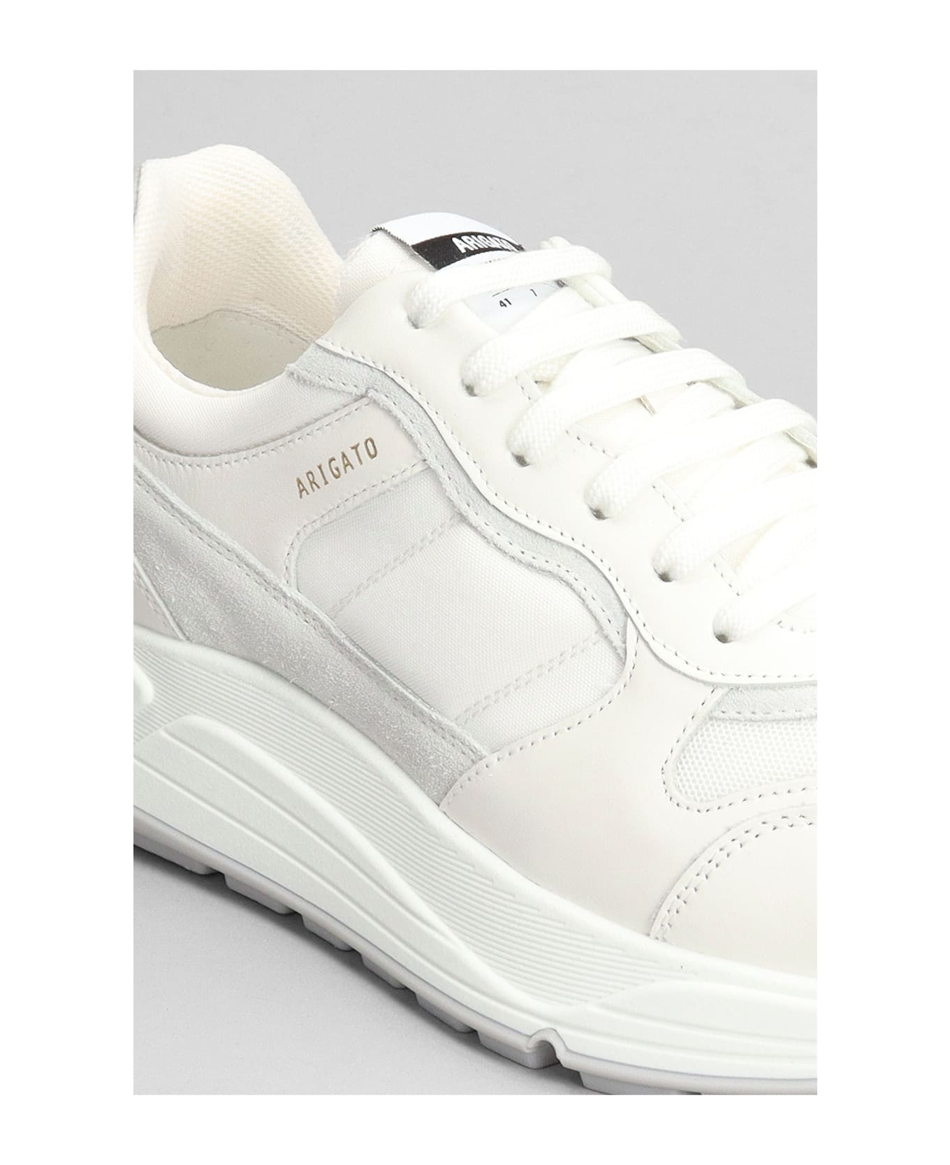 Axel Arigato Rush Sneakers In White Leather And Fabric - Bianco grigio