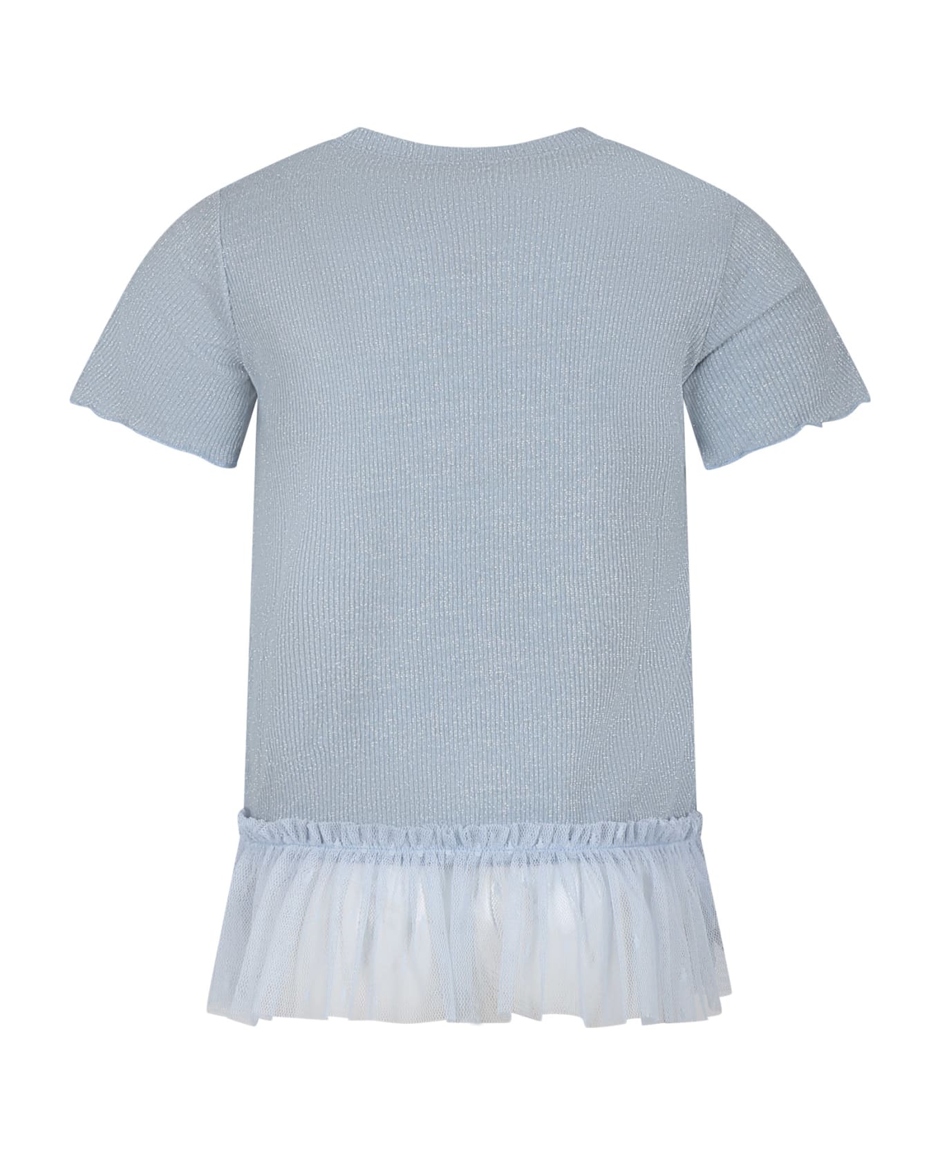 Caffe' d'Orzo Light Blue T-shirt Suit For Girl With Tulle - Light Blue