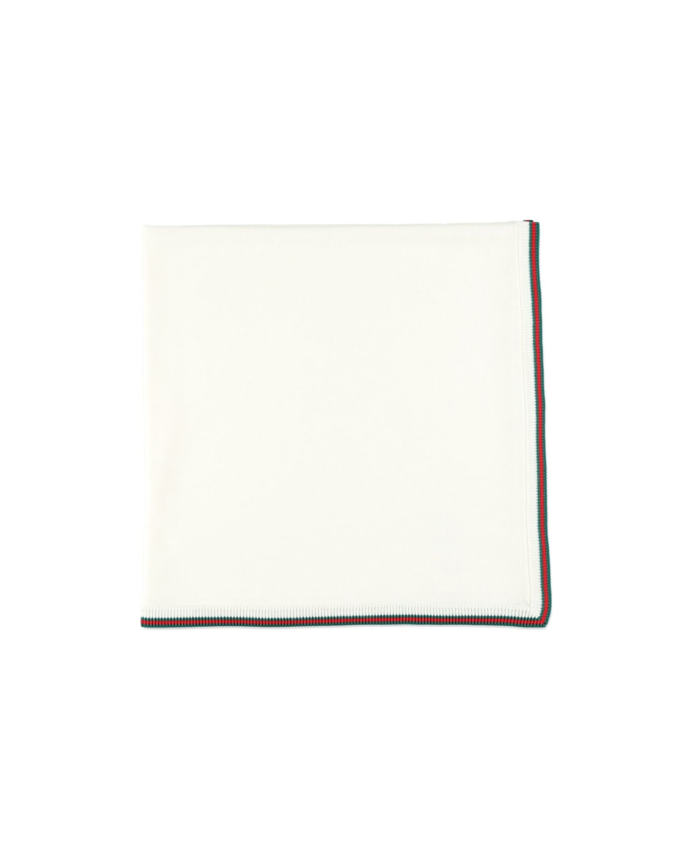Gucci Kids Blanket With Archive Web Ribbon Is Present - White