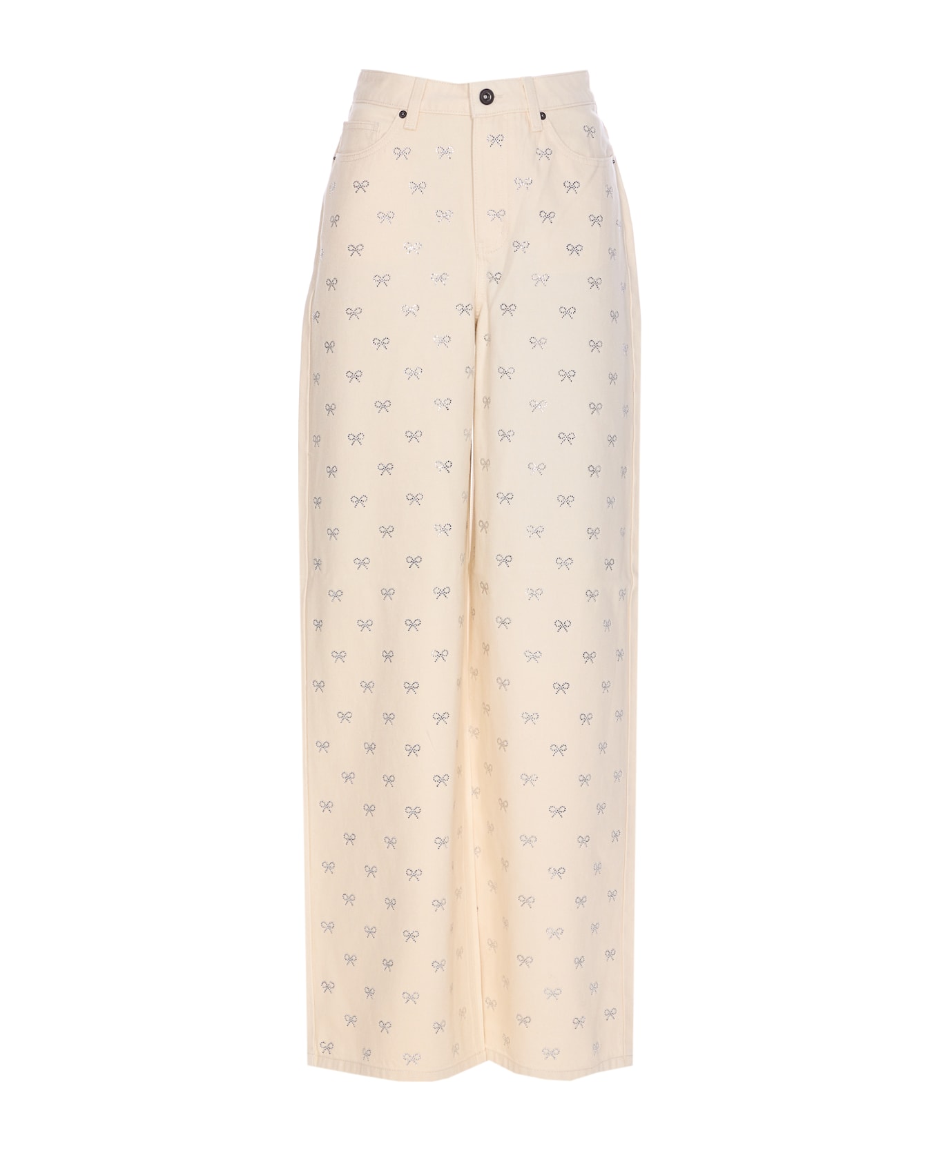 self-portrait Diamante Bow Jeans - White