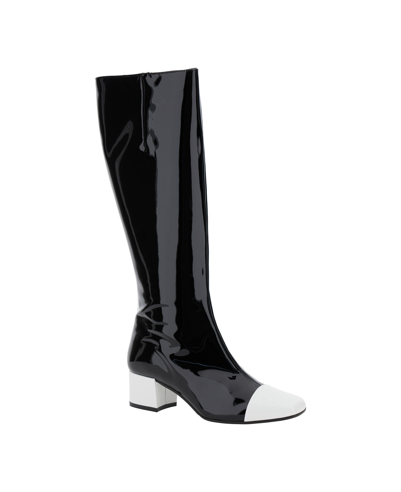 Carel 'malaga' Black Boots With Contrasting Toe In Patent Leather Woman - Black