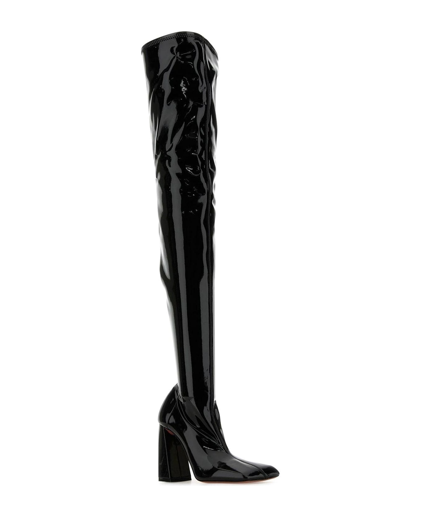 Amina Muaddi Marine Stretch Thigh High Boots - BLACK