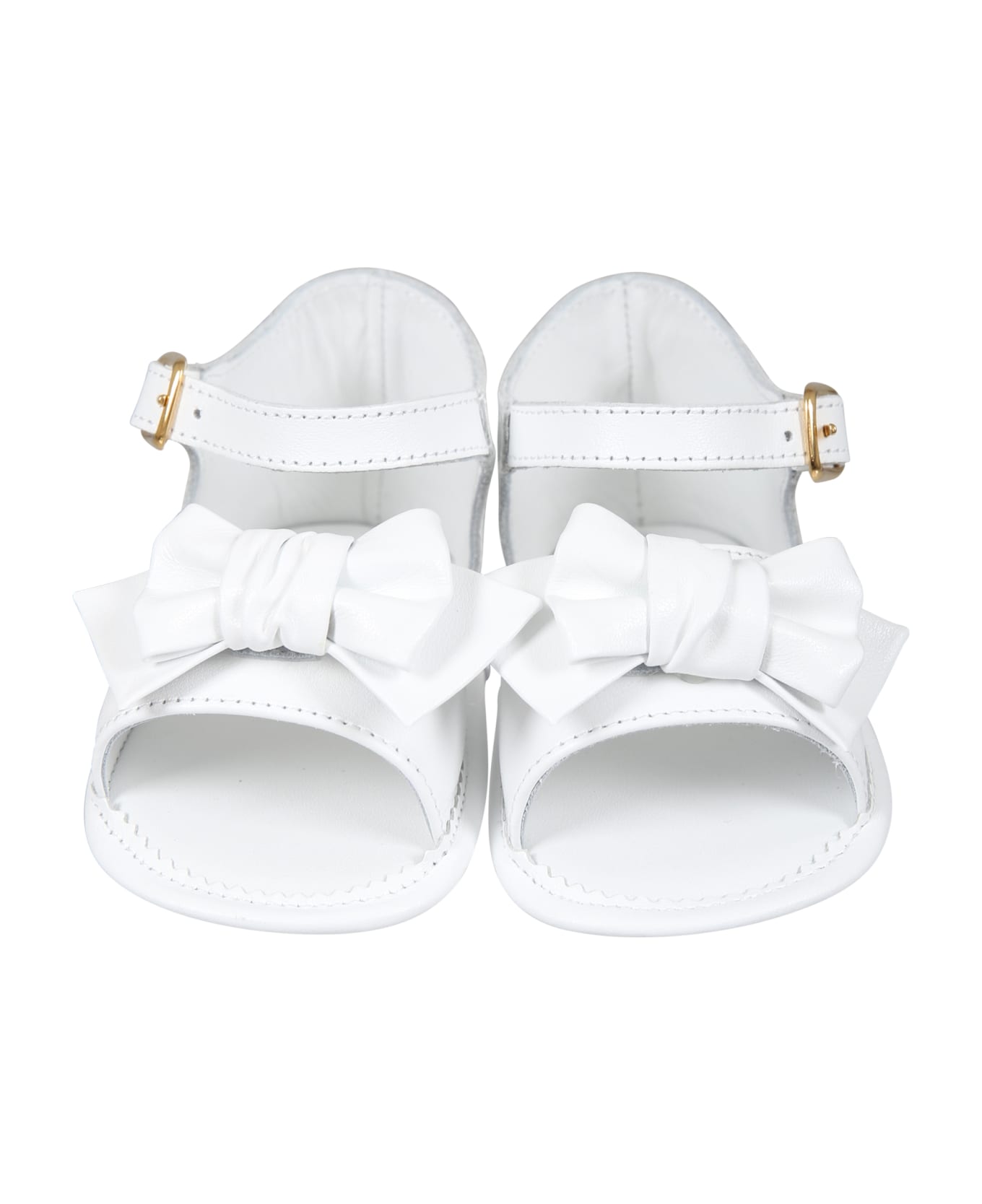 Balmain White Sandals For Baby Girl With Logo - White