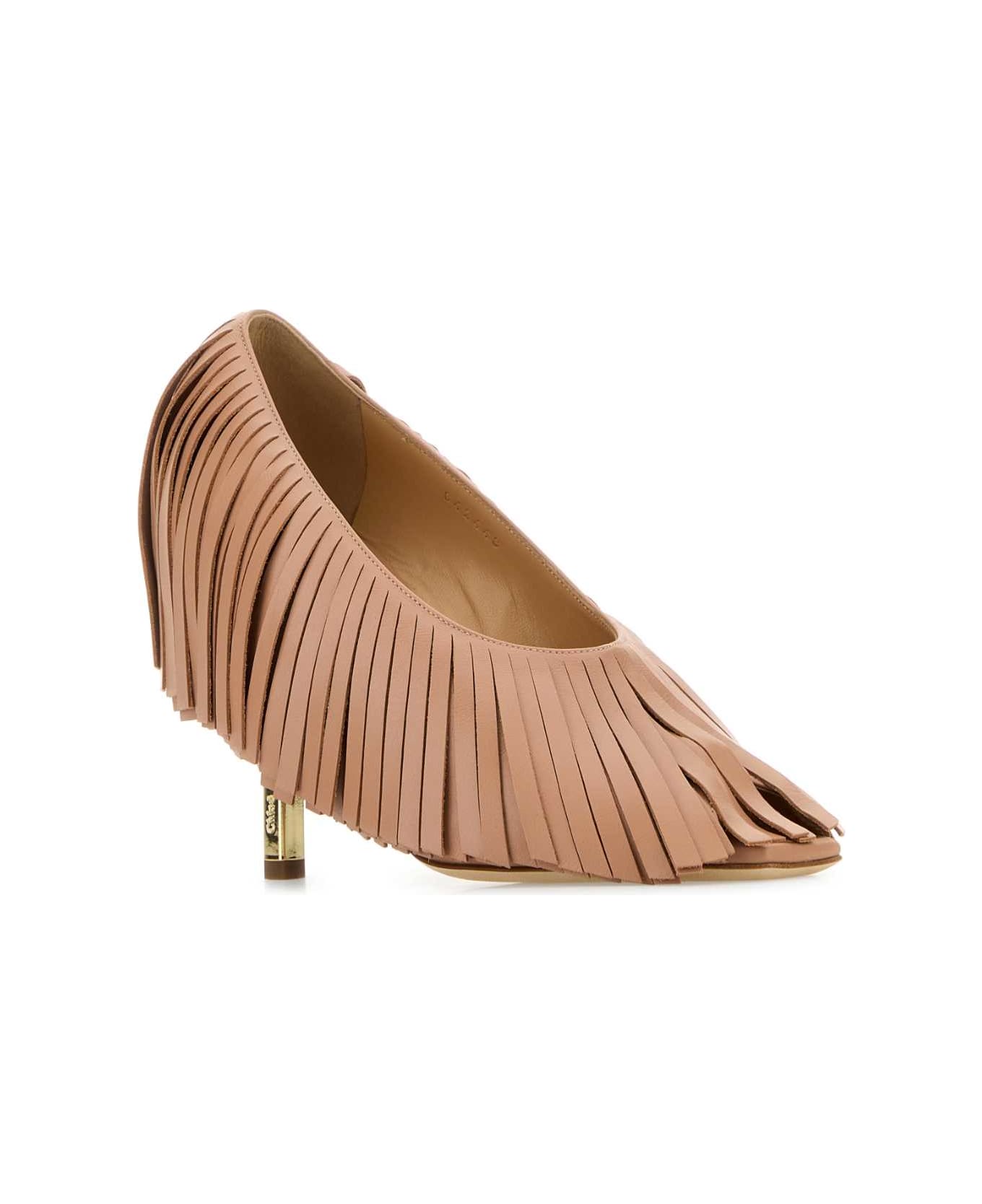 Chloé Antiqued Pink Leather Mona Pumps - TANROSE