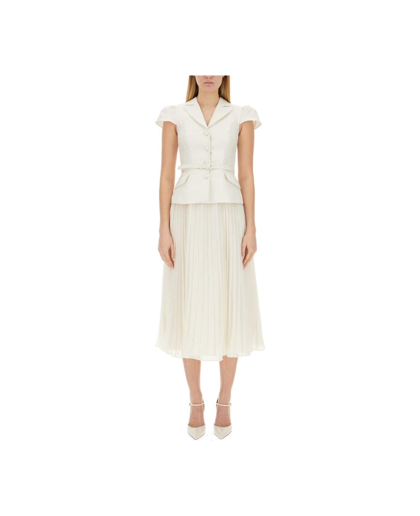 self-portrait Longuette Dress - WHITE