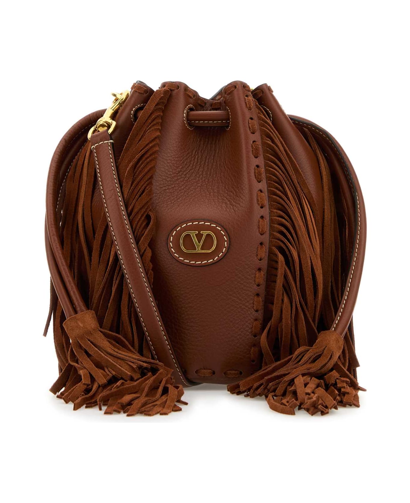 Valentino Garavani Caramel Leather Bucket Bag - DEEPCARAMEL