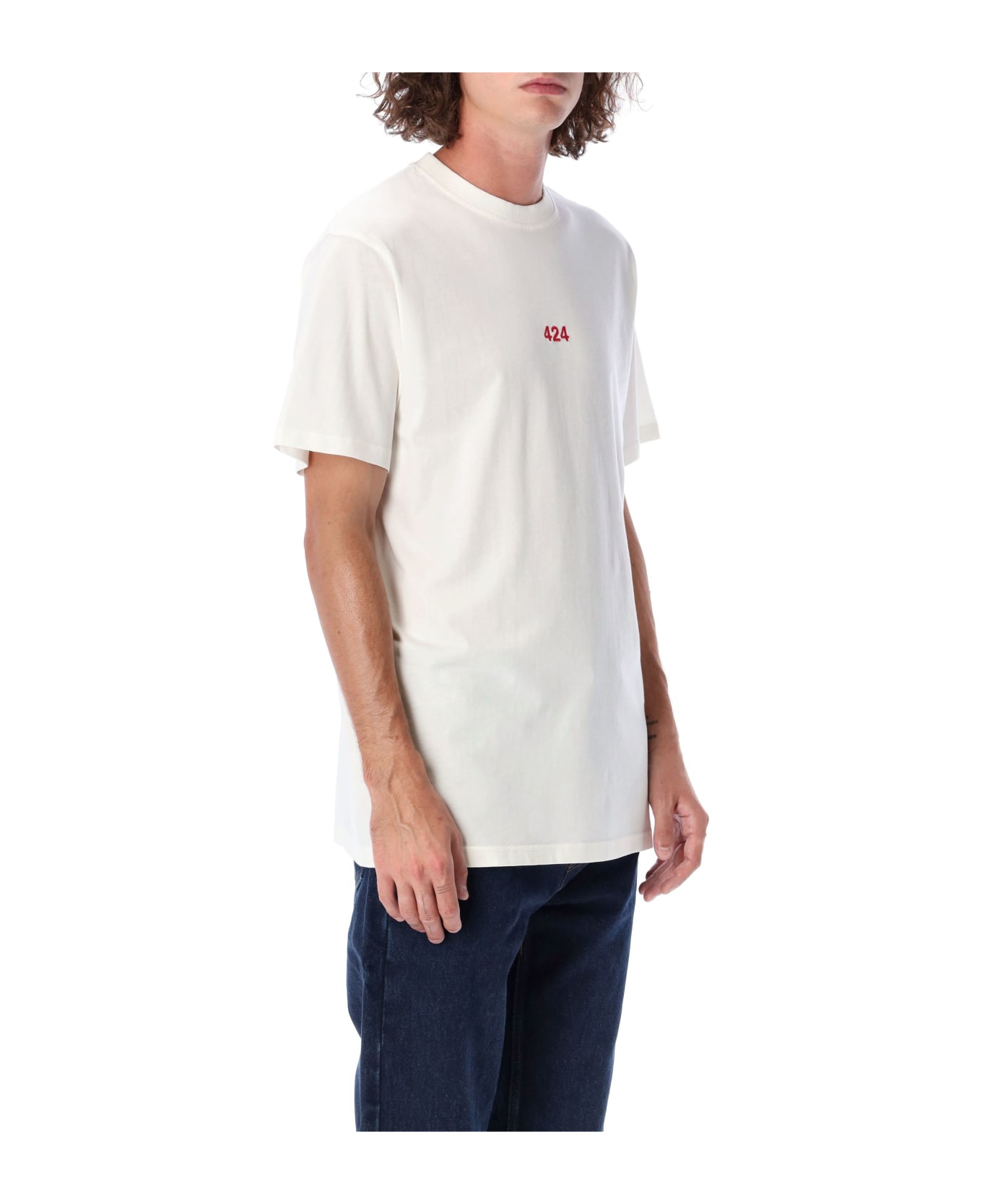 FourTwoFour on Fairfax Regular Fit Logo T-shirt - Bianco