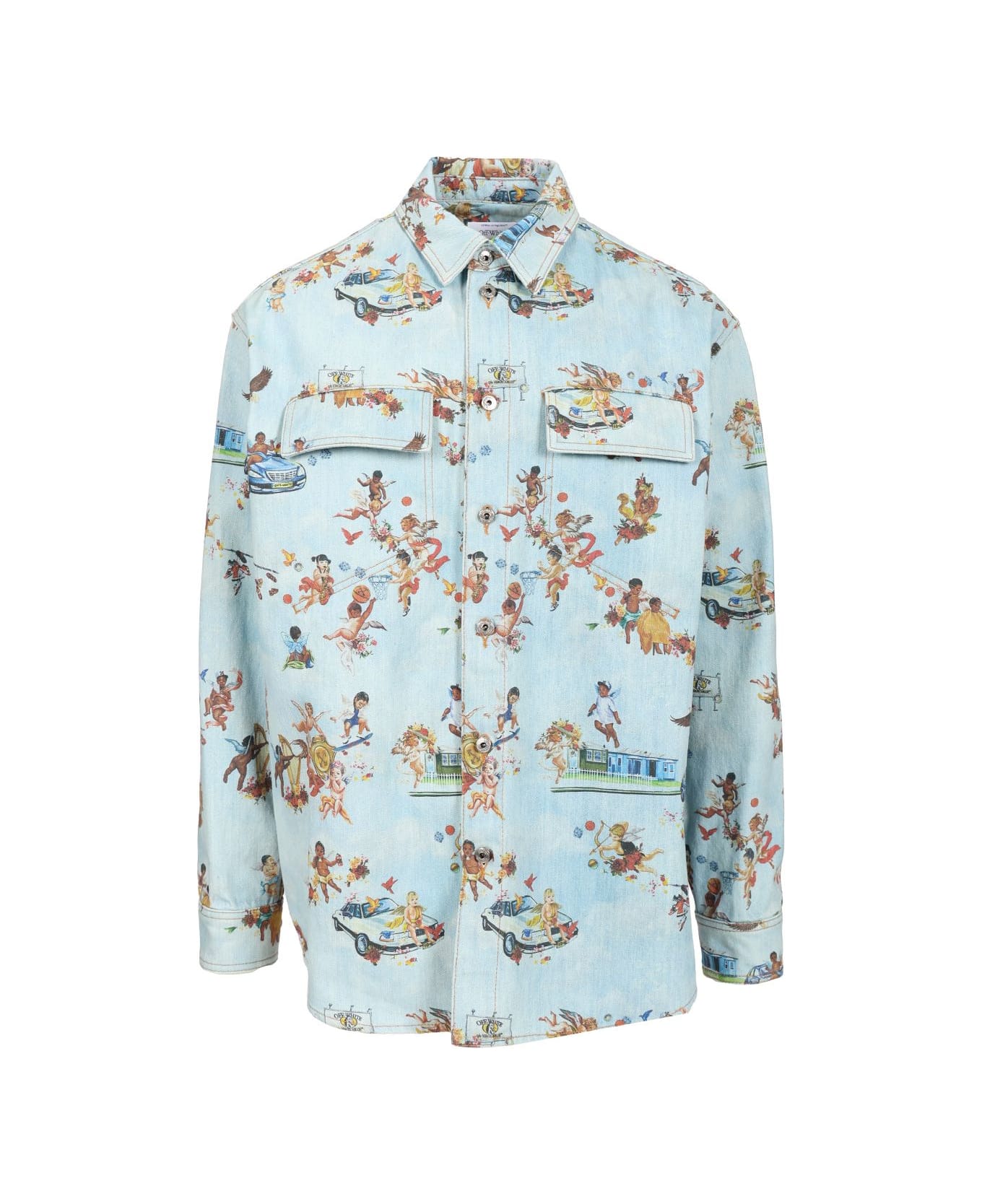 Off-White Fresco Print Den Milit Shirt Multicolor - Multicolor