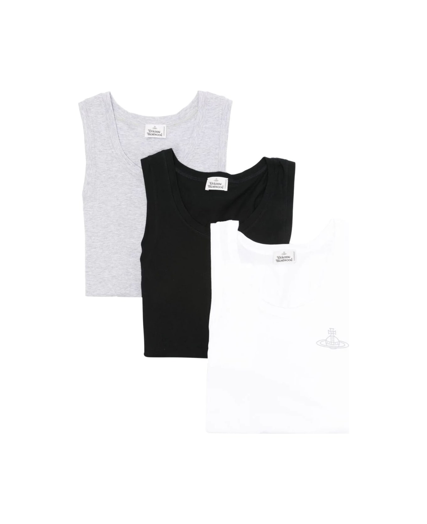Vivienne Westwood Three Pack Vest - White Black Grey タンクトップ