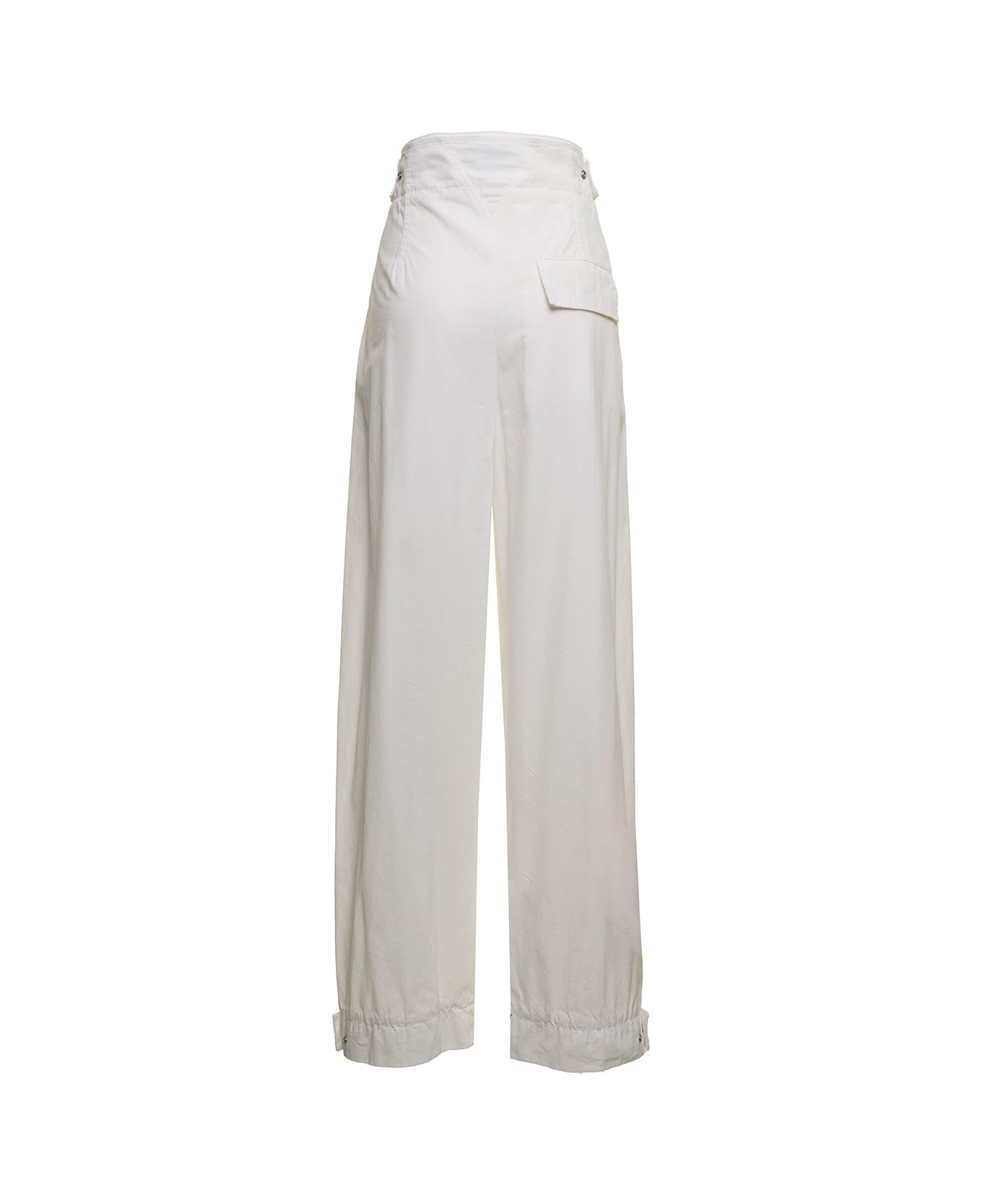 Bottega Veneta Woman's White Wide Leg Compact Cotton Pants