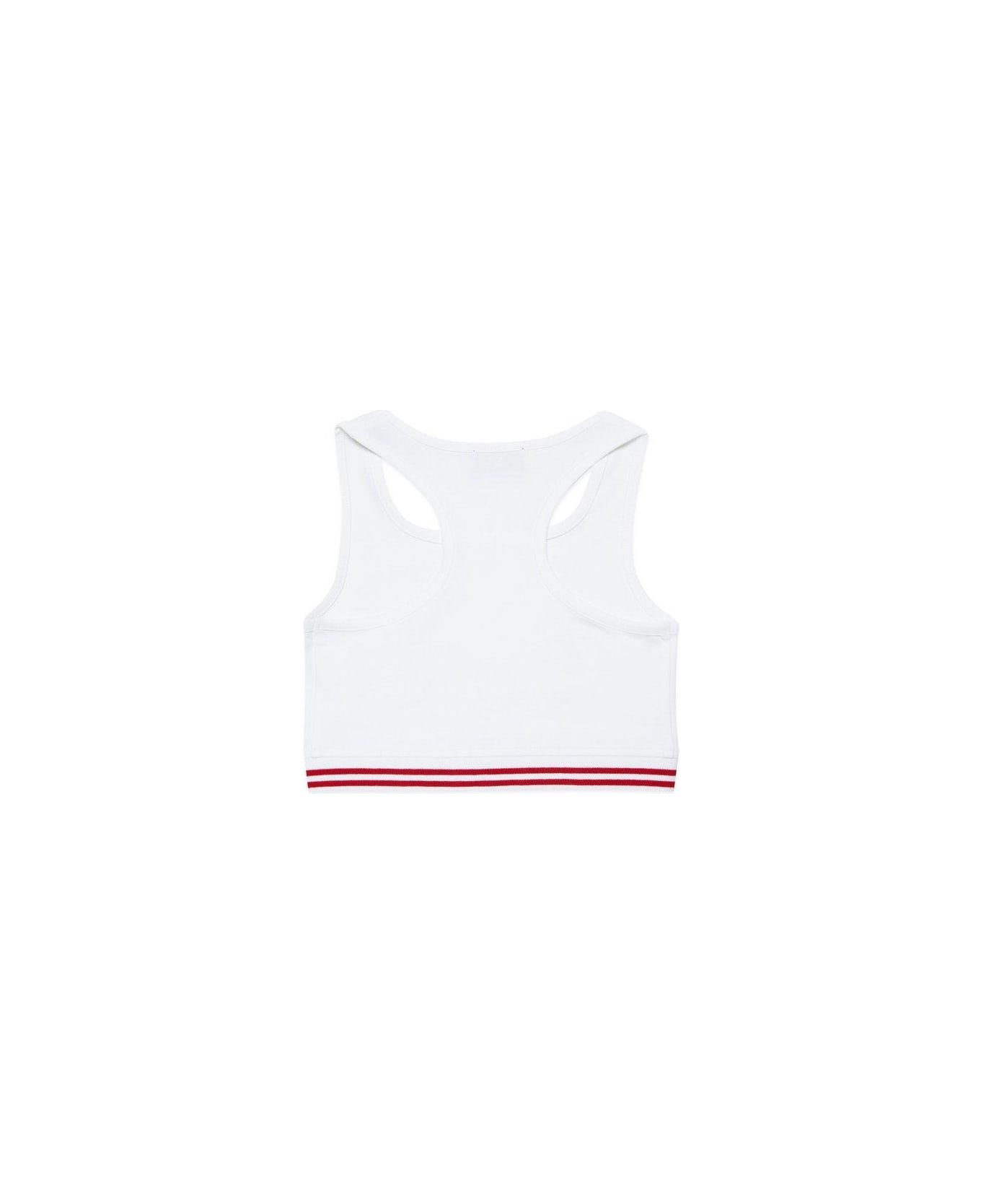 Diesel Trit Logo Embroidered Cropped Top - White