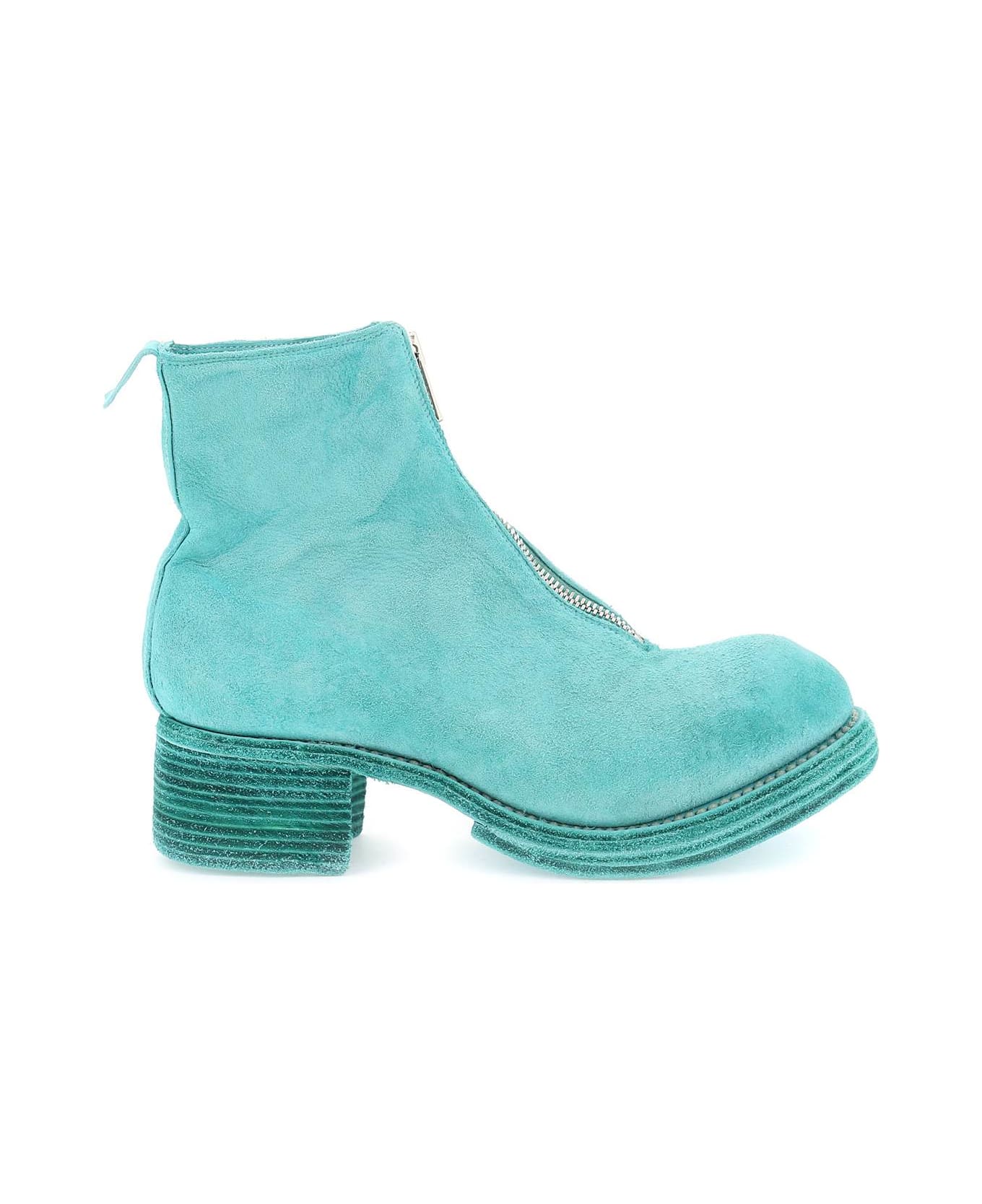 Guidi Zippered Suede Ankle Boots - GREEN (Green) ブーツ