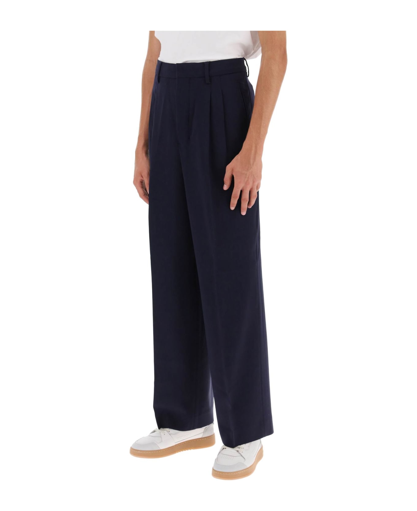 Ami Alexandre Mattiussi Loose Fit Pants With Straight Cut - NIGHT BLUE (Blue)