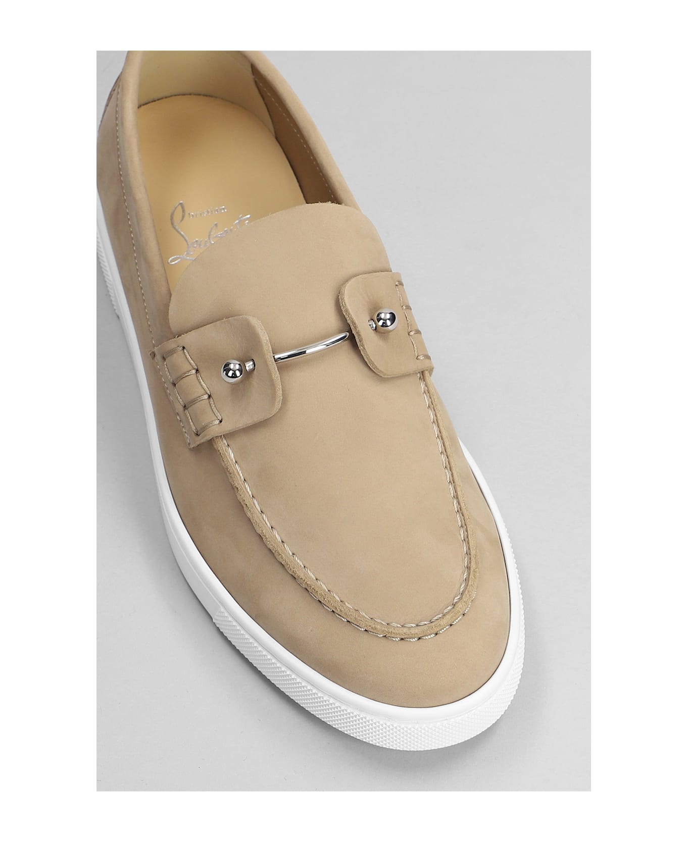 Christian Louboutin Chambeliboat Loafers In Beige Leather - beige
