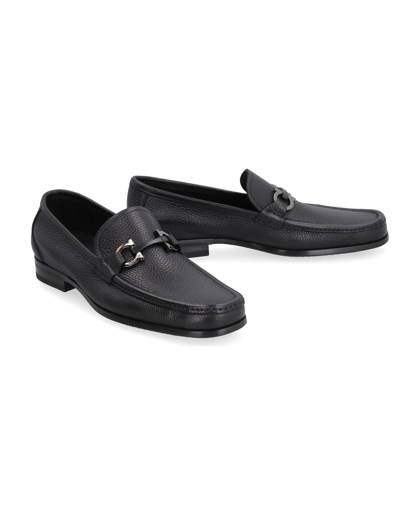 Ferragamo Grandioso Leather Loafers - black