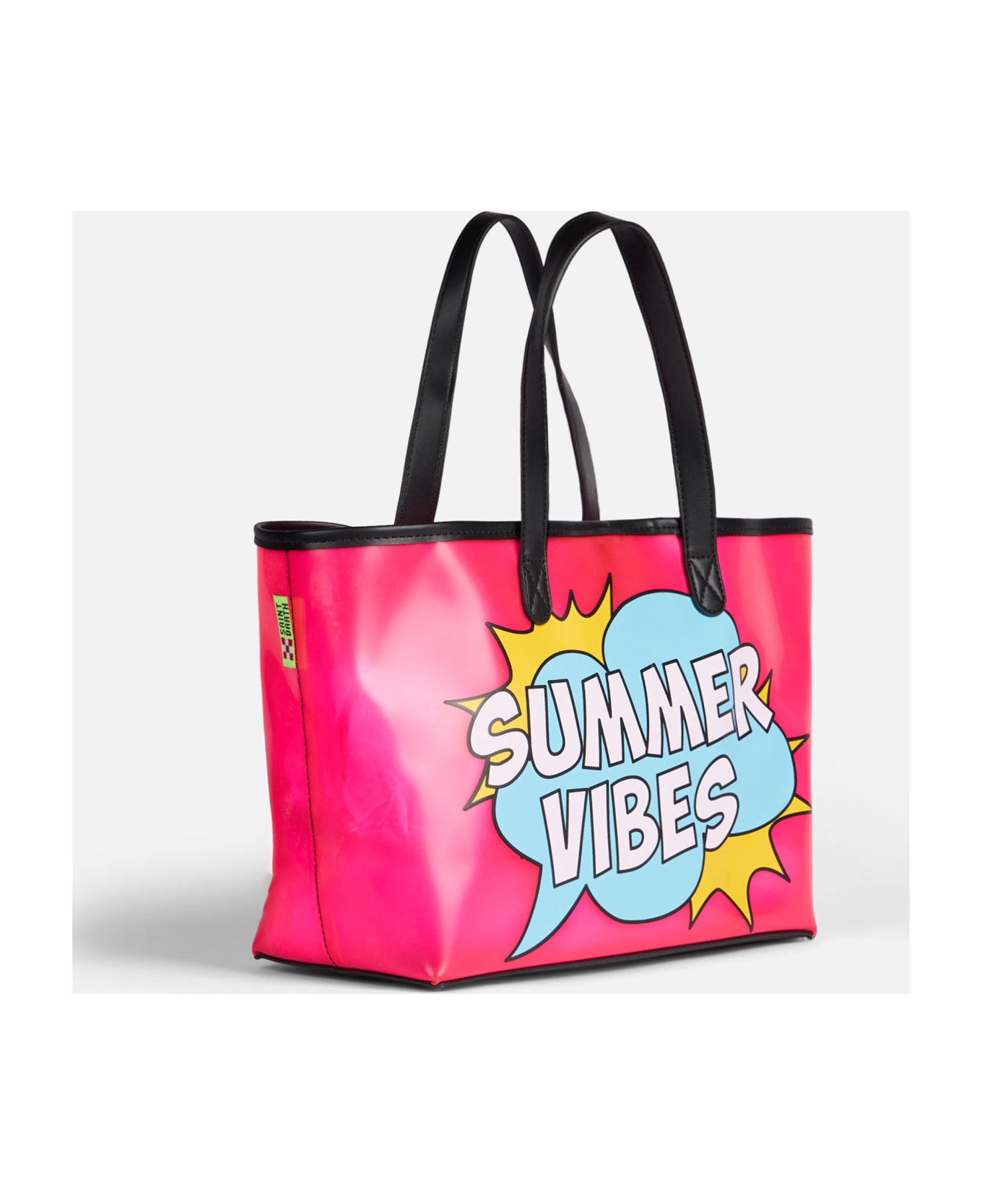 MC2 Saint Barth Pink Transparent Pvc Beach Bag With Summer Vibes Print - PINK