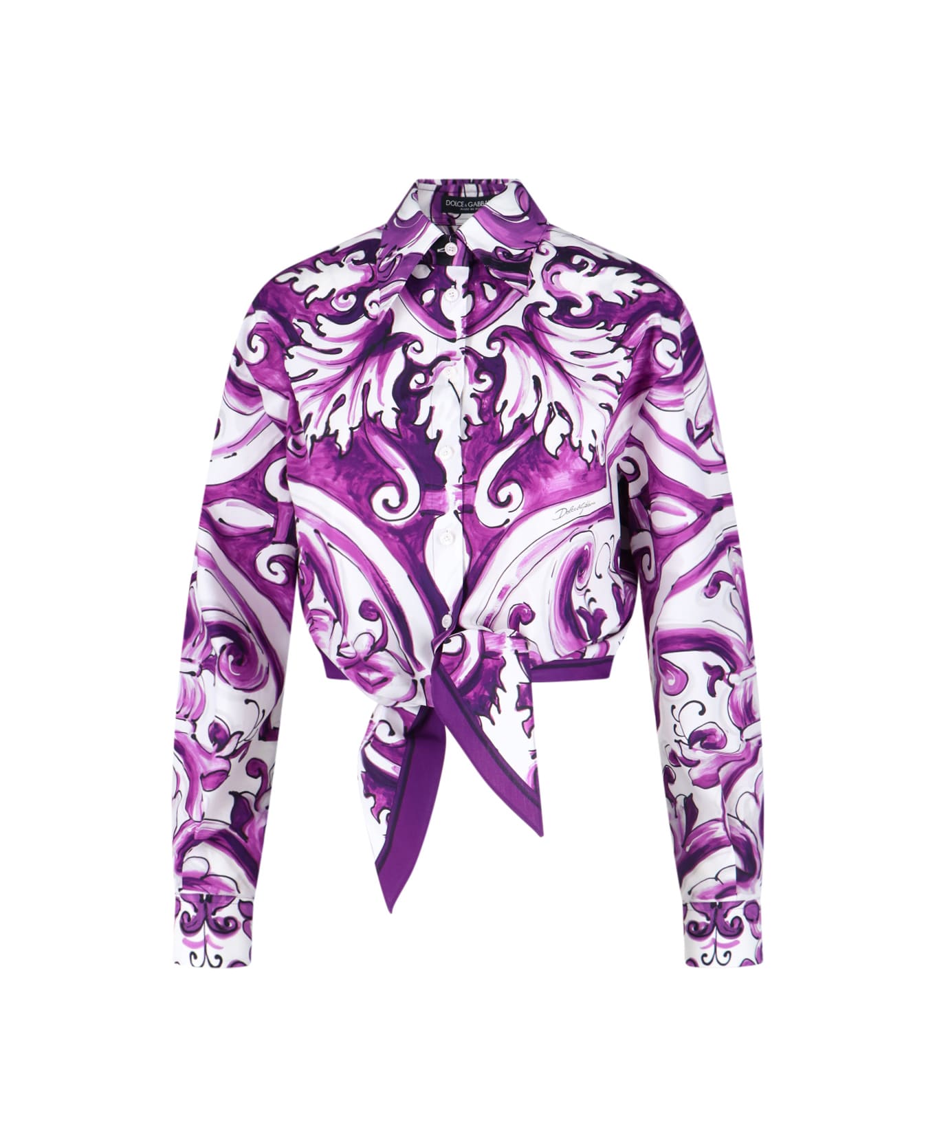 Dolce 
Gabbana 
maiolica
 Crop Shirt - Purple