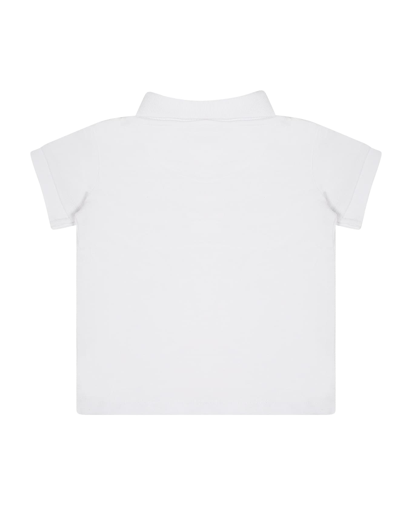 Calvin Klein White Polo Shirt For Baby Boy With Logo - White