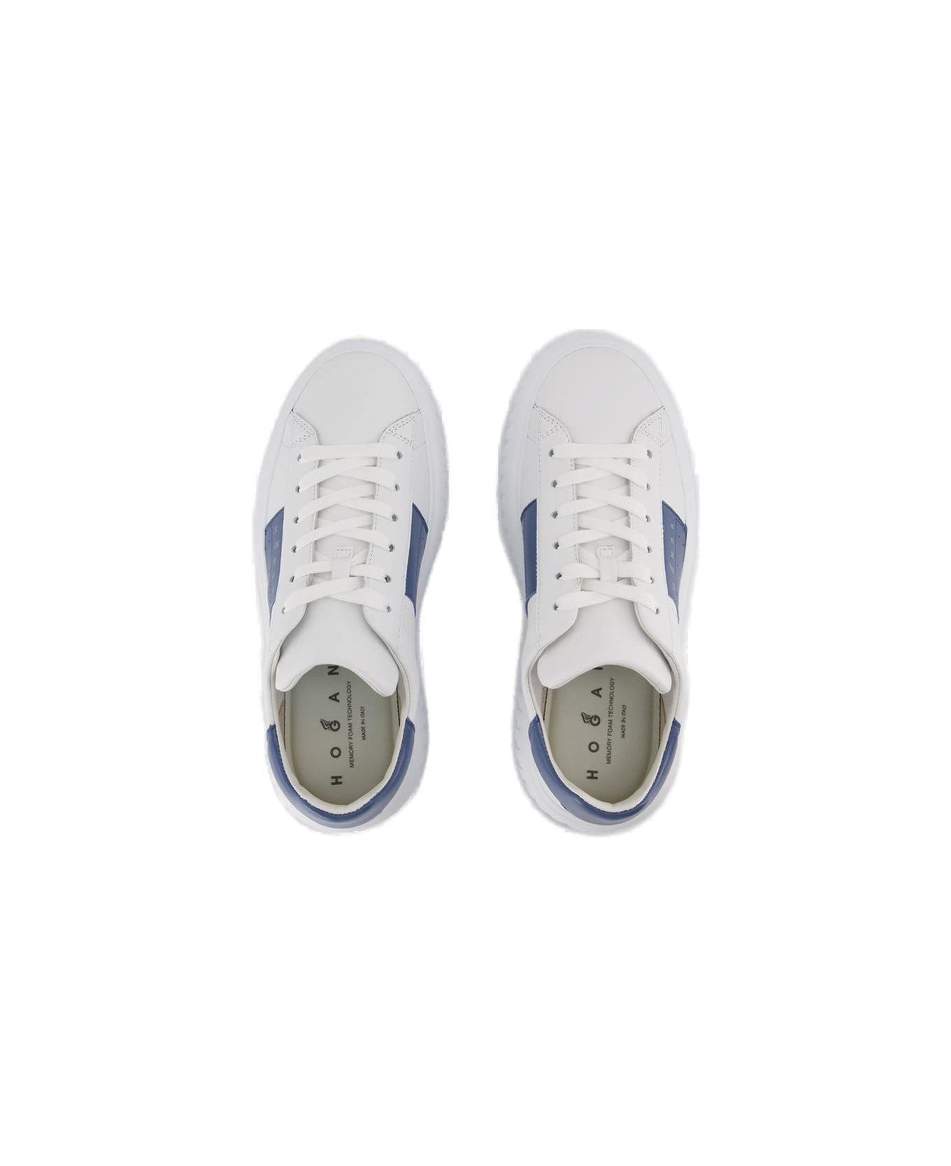 Hogan H-stripes Lace-up Sneakers - WHITE, blu navy